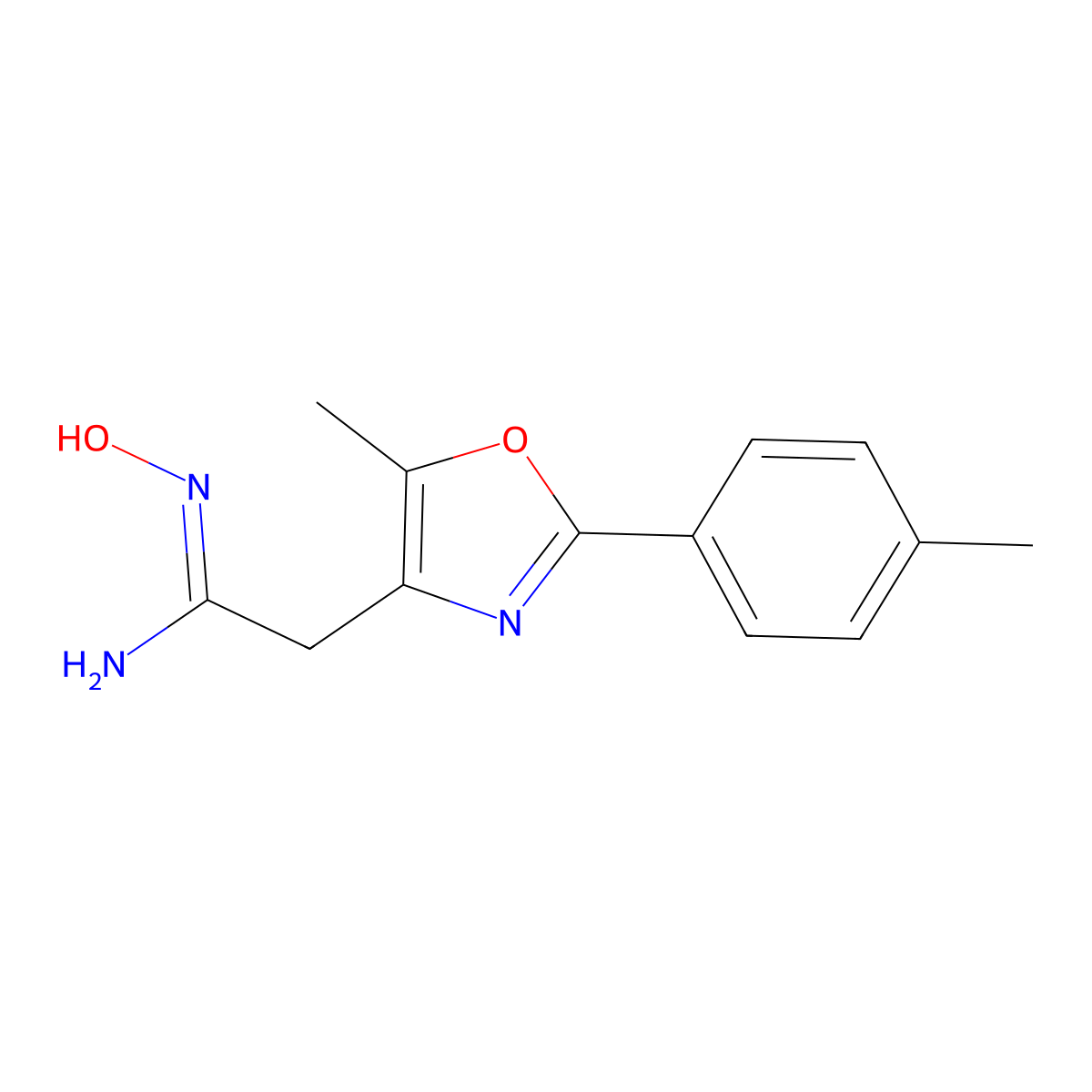 (1Z)-N'-hydroxy-2-[5-methyl-2-(4-methylphenyl)-1,3-oxazol-4-yl]ethanimidamide molecular structure, CAS 1261027-68-2