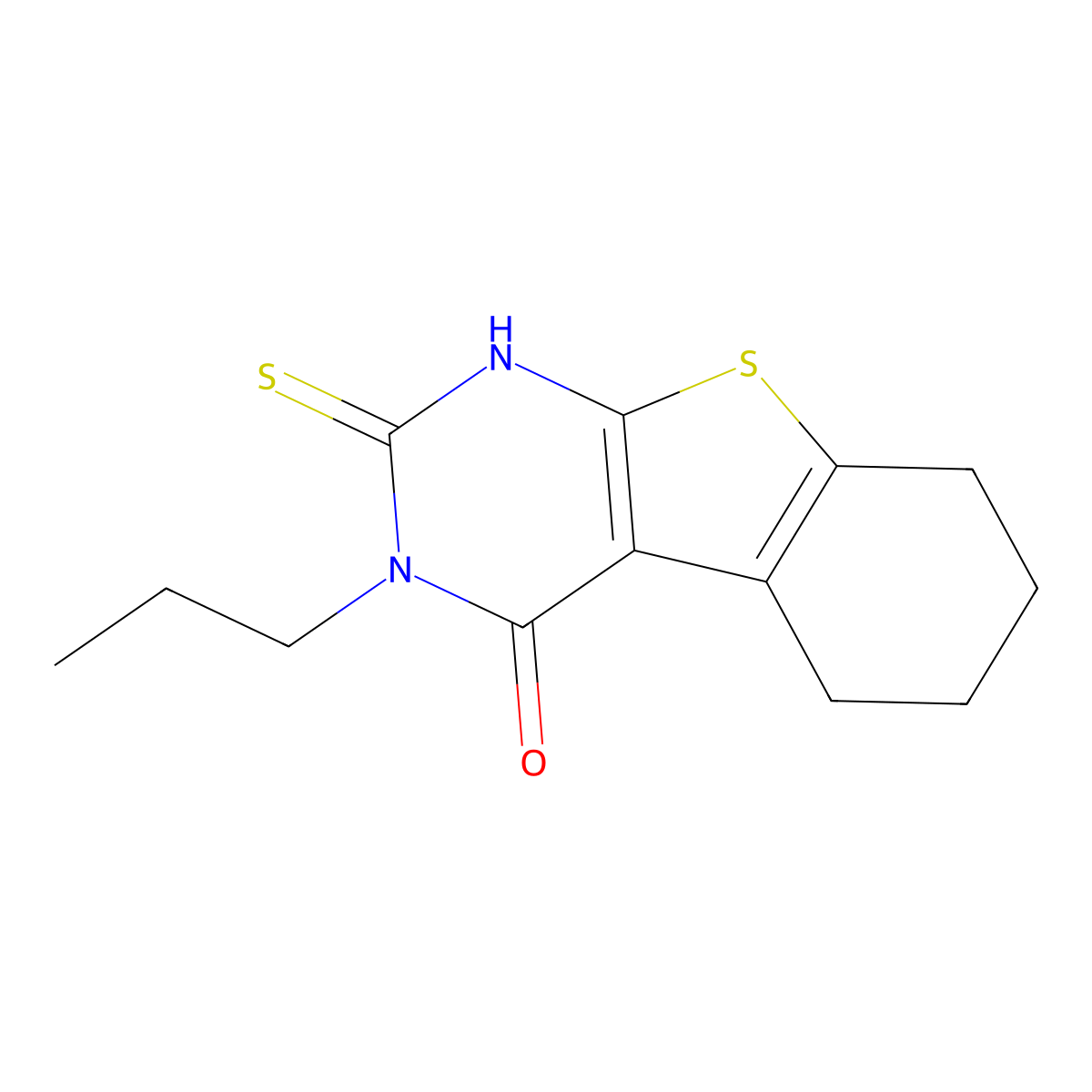 3-propyl-2-sulfanylidene-5,6,7,8-tetrahydro-1H-[1]benzothiolo[2,3-d]pyrimidin-4-one molecular structure, CAS 126105-95-1