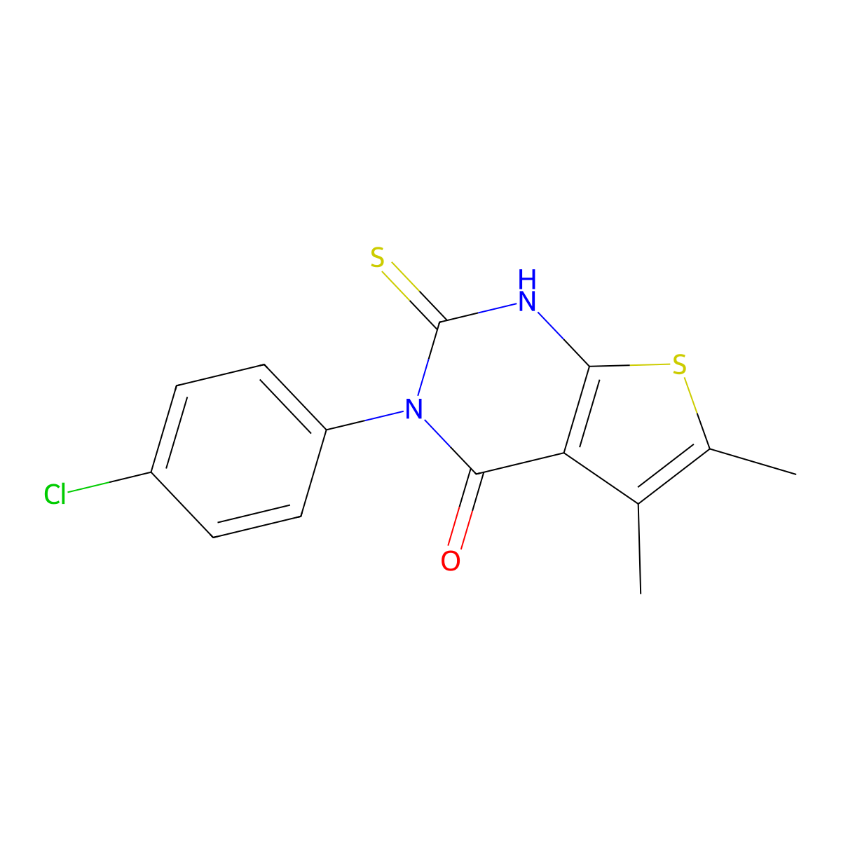3-(4-chlorophenyl)-5,6-dimethyl-2-sulfanyl-3H,4H-thieno[2,3-d]pyrimidin-4-one molecular structure, CAS 126105-97-3