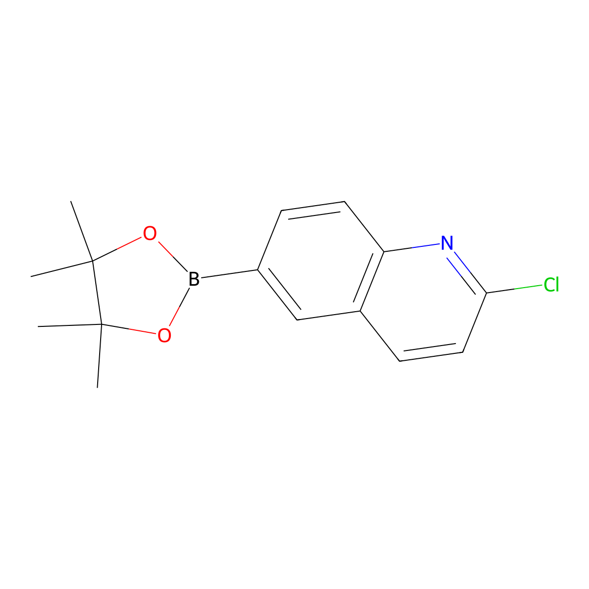 2-Chloro-6-(4,4,5,5-tetramethyl-1,3,2-dioxaborolan-2-yl)quinoline molecular structure, CAS 1261071-85-5