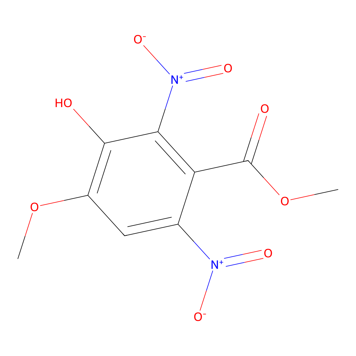 Methyl 3-hydroxy-4-methoxy-2,6-dinitrobenzoate molecular structure, CAS 1261079-62-2