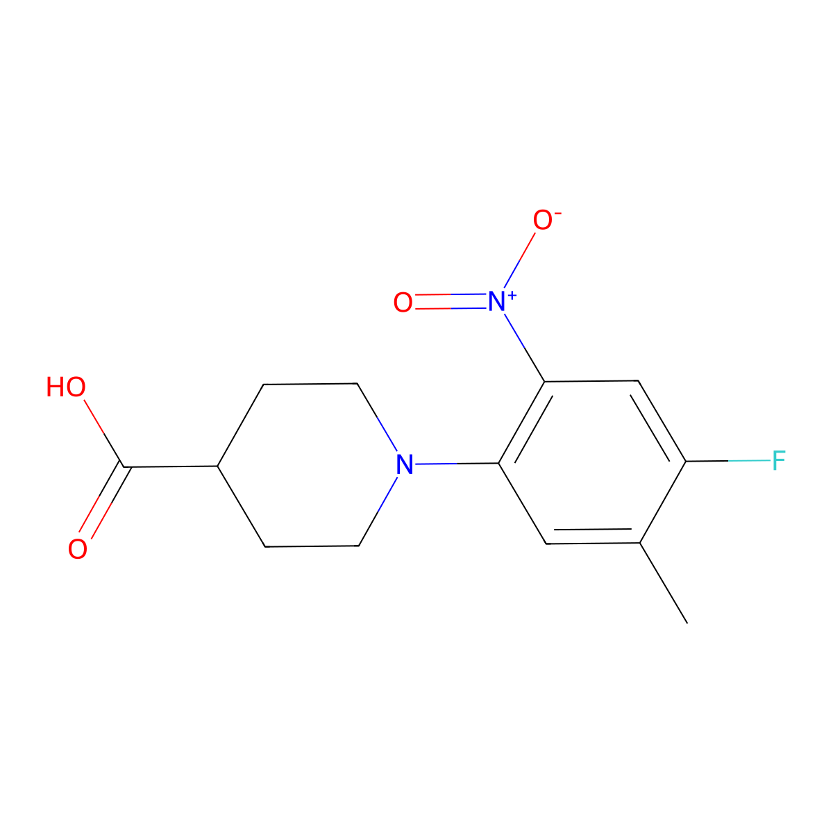 1-(4-Fluoro-5-methyl-2-nitrophenyl)piperidine-4-carboxylic acid molecular structure, CAS 1261079-65-5