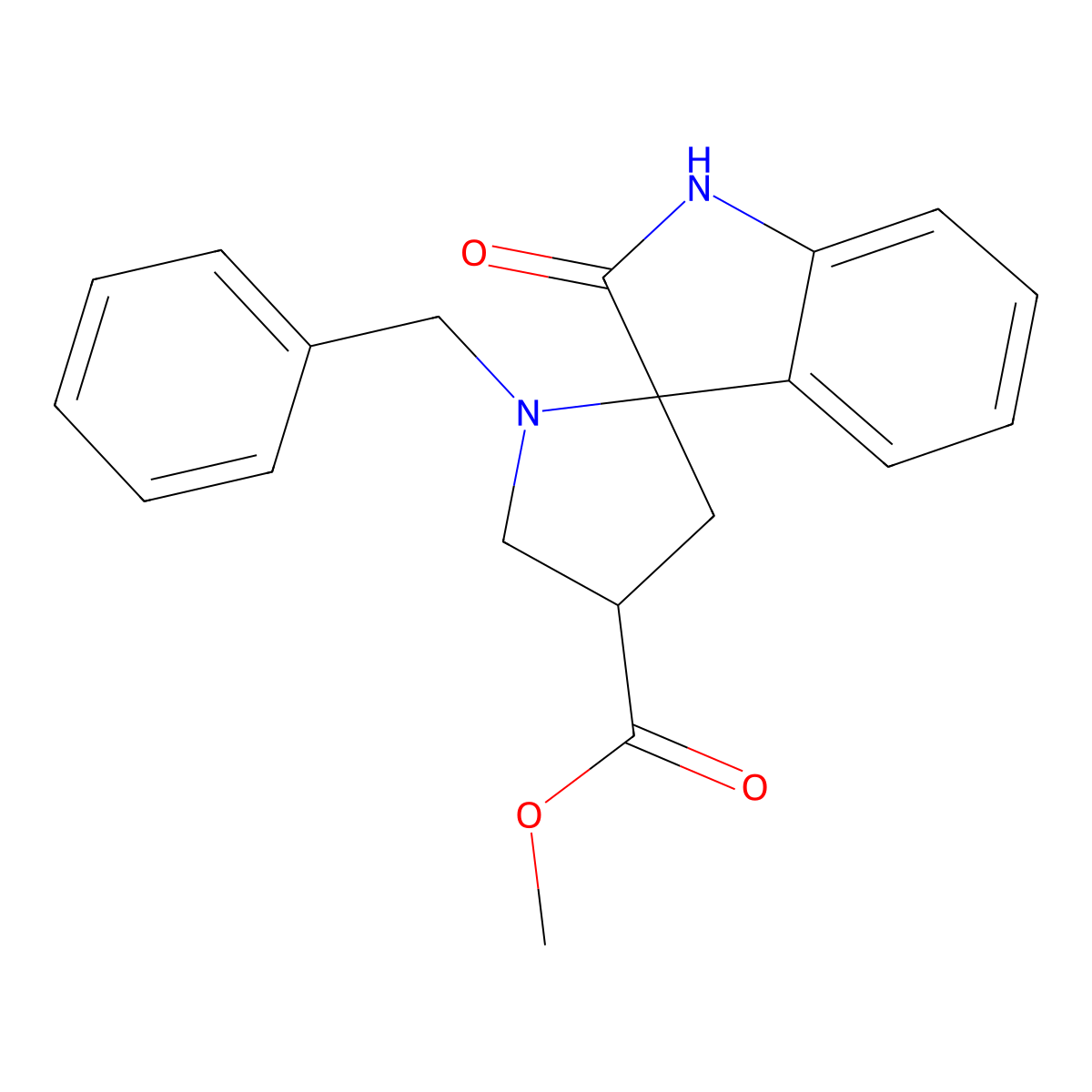 Methyl 1'-benzyl-2-oxo-1,2-dihydrospiro[indole-3,2'-pyrrolidine]-4'-carboxylate molecular structure, CAS 1261079-75-7