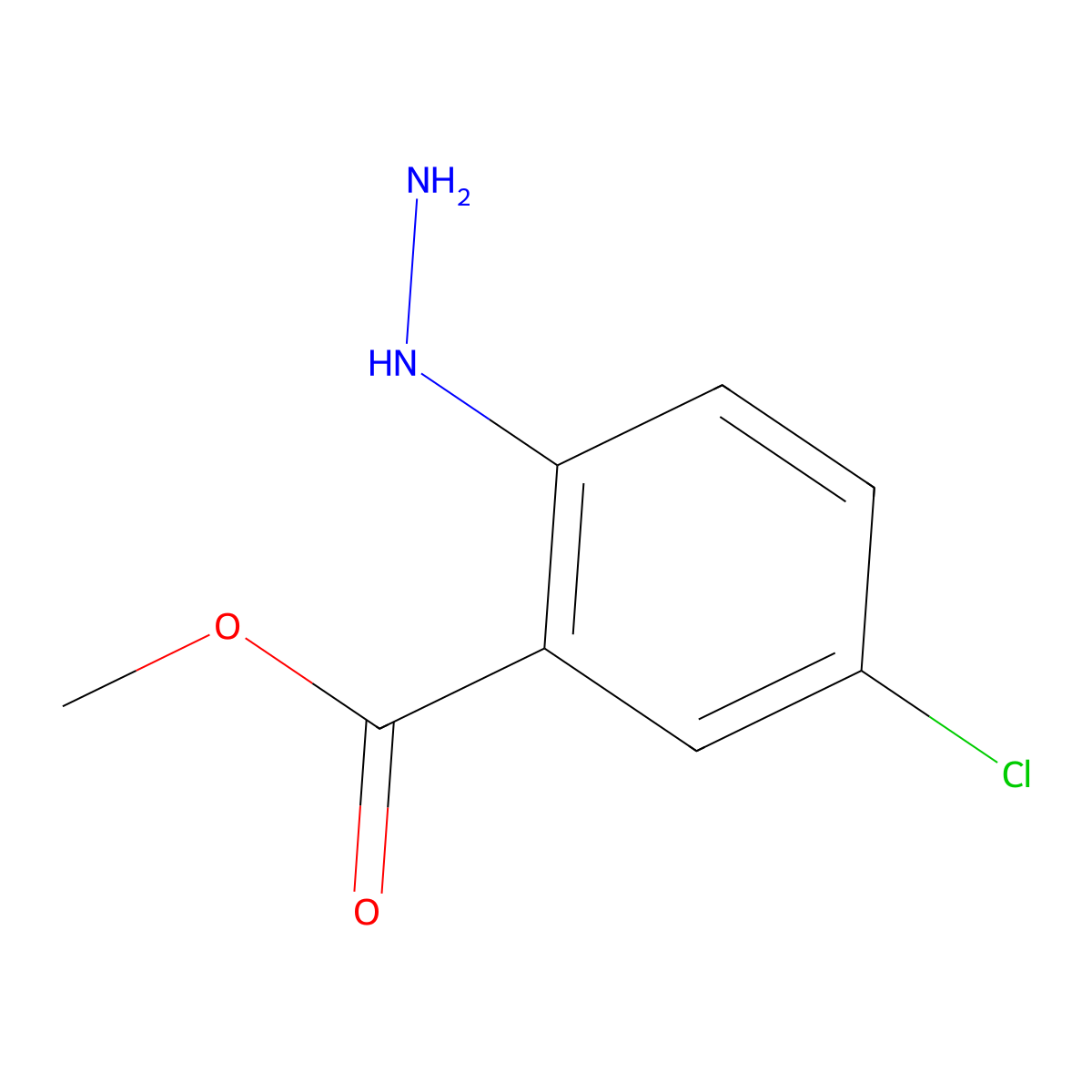 Methyl 5-chloro-2-hydrazinylbenzoate molecular structure, CAS 1261105-30-9
