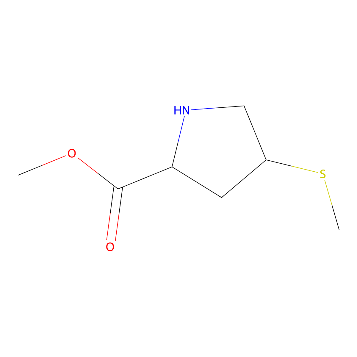 (2S,4R)-Methyl 4-(methylthio)pyrrolidine-2-carboxylate molecular structure, CAS 126111-06-6