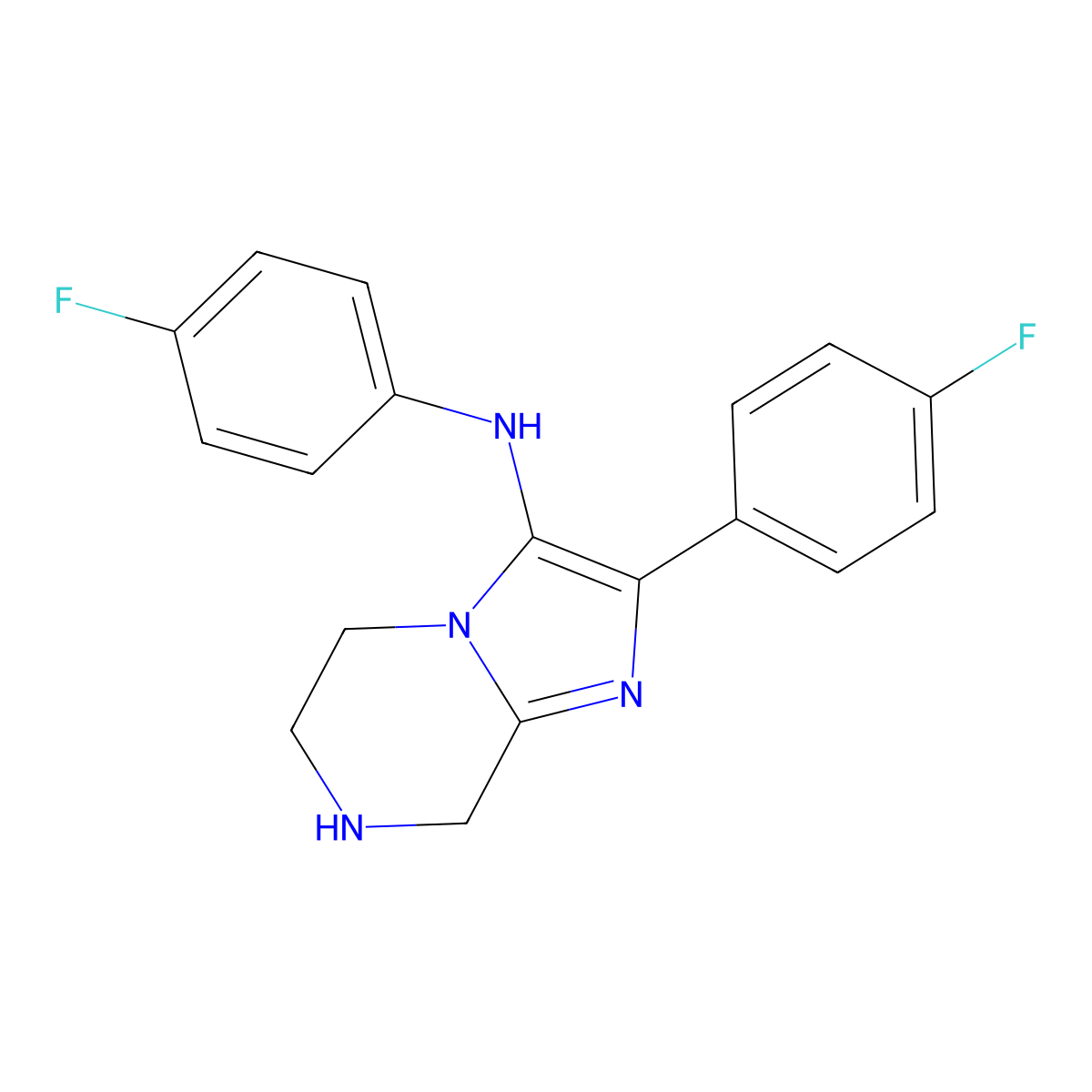 N,2-bis(4-fluorophenyl)-5,6,7,8-tetrahydroimidazo[1,2-a]pyrazin-3-amine molecular structure, CAS 1261110-14-8