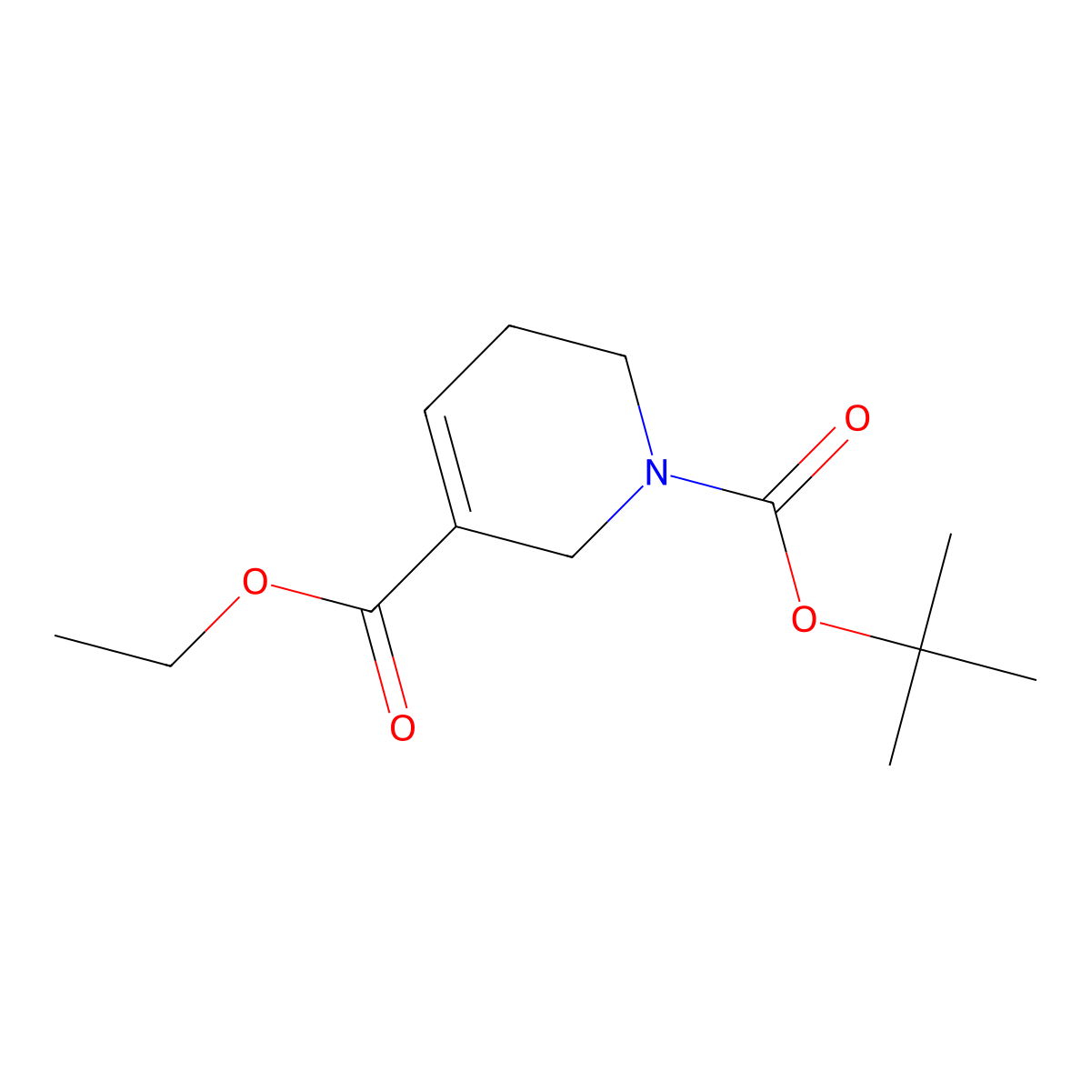1-Tert-butyl 3-ethyl 1,2,5,6-tetrahydropyridine-1,3-dicarboxylate molecular structure, CAS 126114-09-8