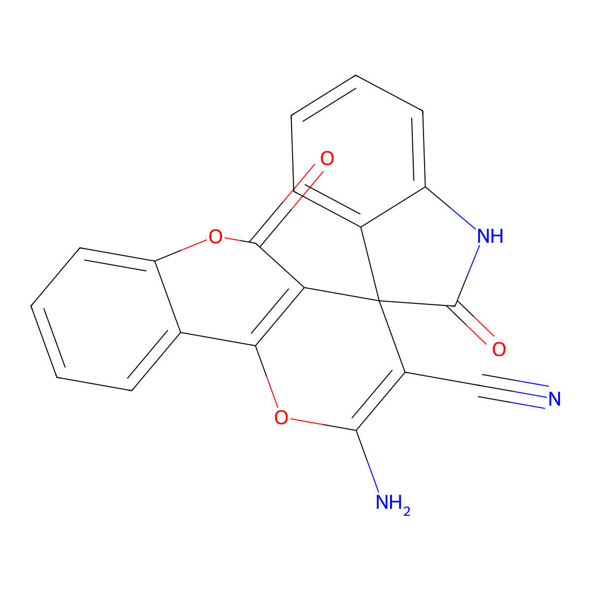 2'-amino-2,5'-dioxospiro[1H-indole-3,4'-pyrano[3,2-c]chromene]-3'-carbonitrile molecular structure, CAS 126115-65-9