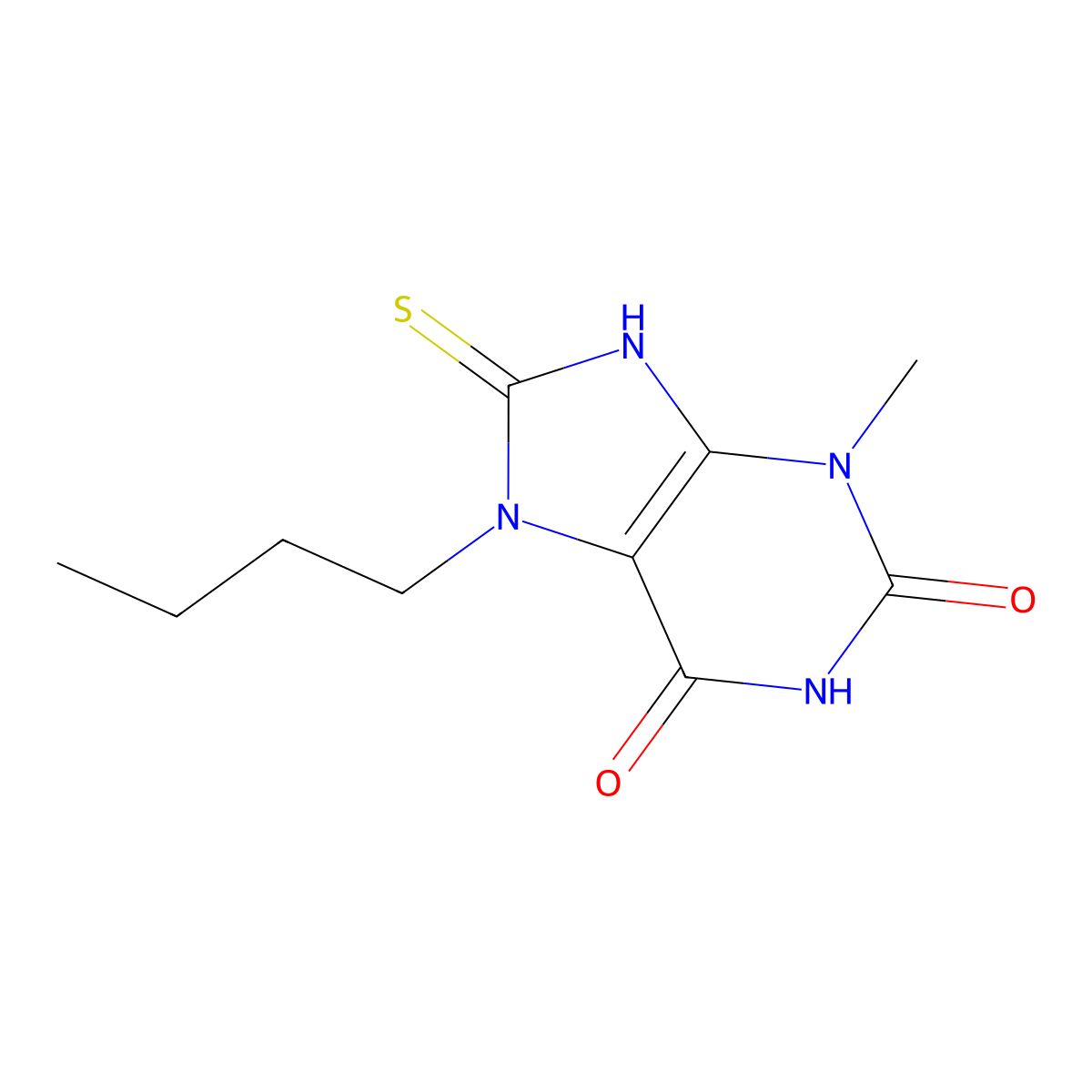 7-butyl-3-methyl-8-sulfanylidene-9H-purine-2,6-dione molecular structure, CAS 126118-58-9
