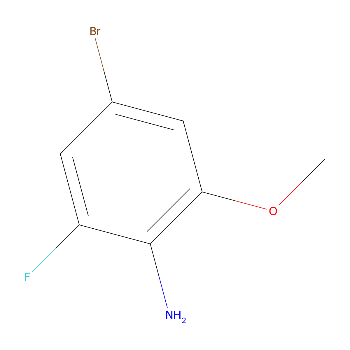4-Bromo-2-fluoro-6-methoxyaniline molecular structure, CAS 1261216-27-6