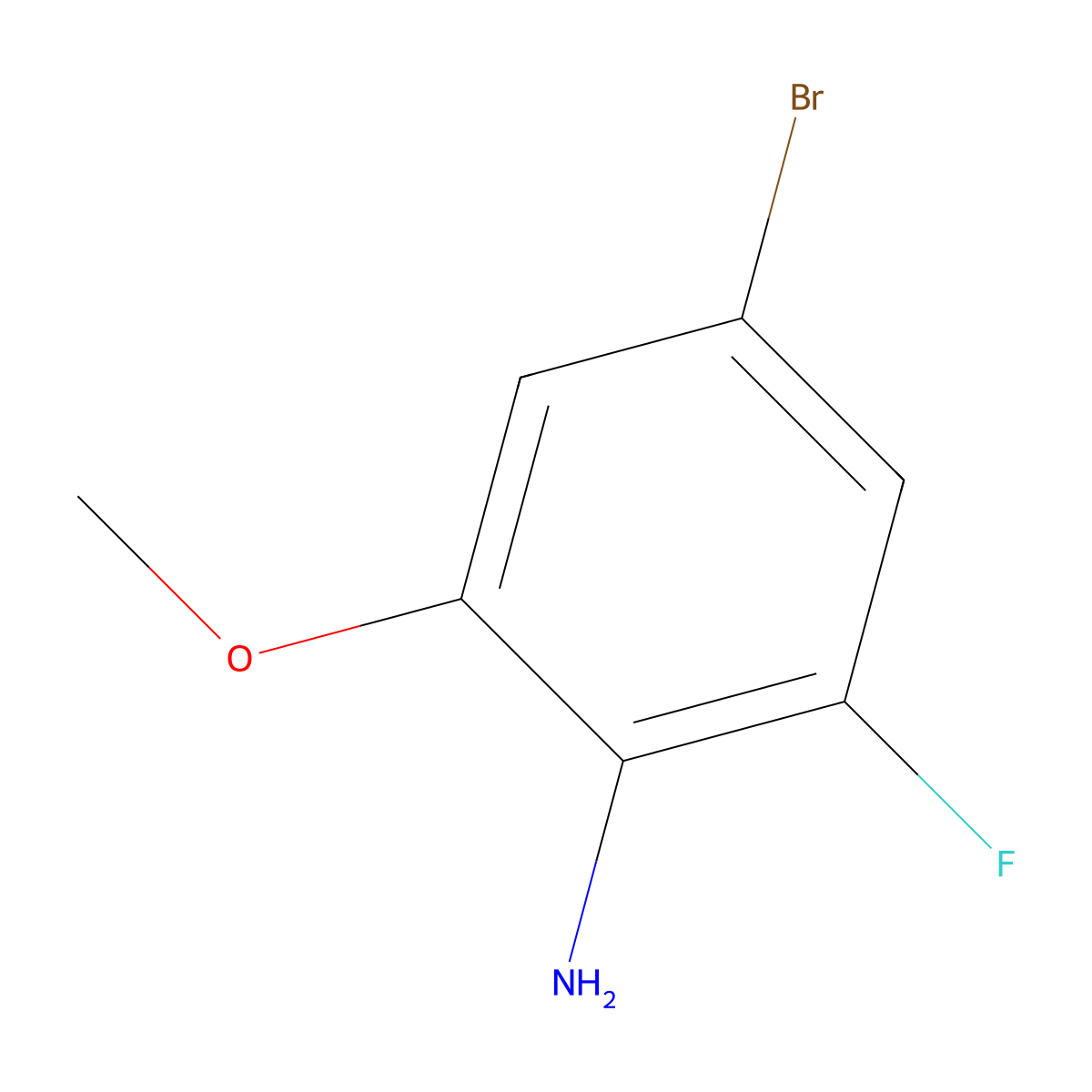 4-Bromo-2-fluoro-6-methoxyaniline molecular structure, CAS 1261216-27-6