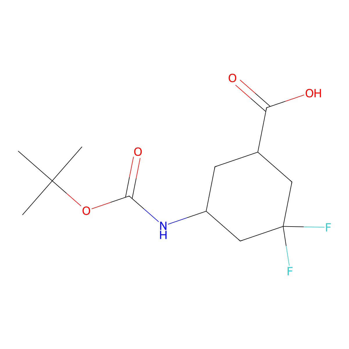 (1R,5S)-rel-5-((tert-Butoxycarbonyl)amino)-3,3-difluorocyclohexanecarboxylic acid molecular structure, CAS 1261225-61-9