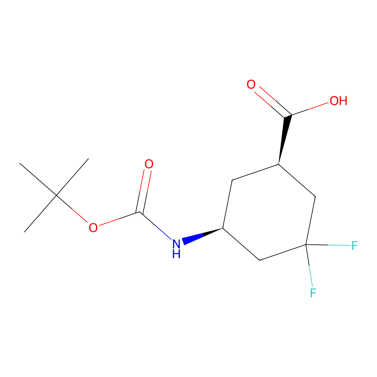 (1R,5S)-rel-5-((tert-Butoxycarbonyl)amino)-3,3-difluorocyclohexanecarboxylic acid molecular structure, CAS 1261225-61-9