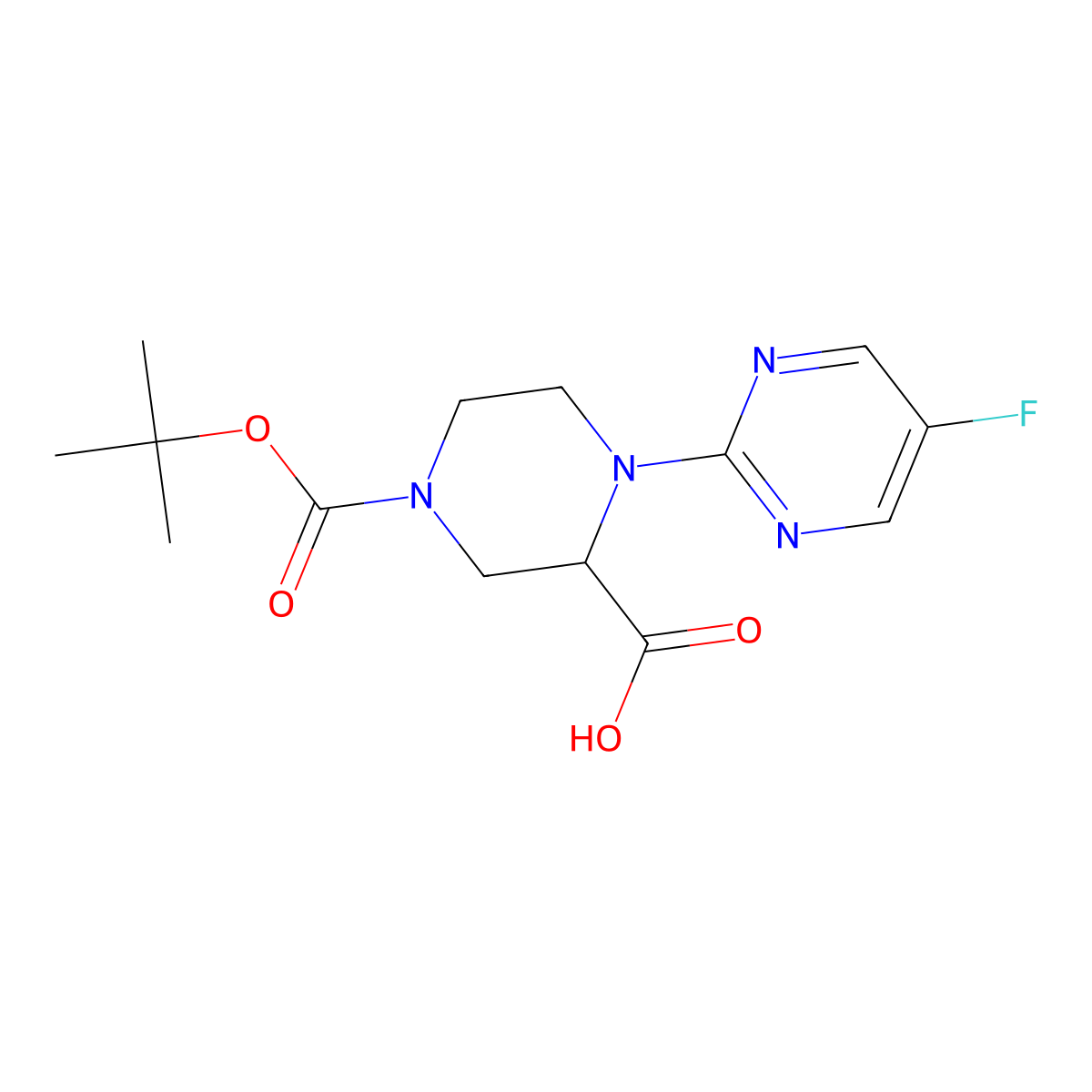 4-(Tert-butoxycarbonyl)-1-(5-fluoropyrimidin-2-yl)piperazine-2-carboxylic acid molecular structure, CAS 1261229-50-8