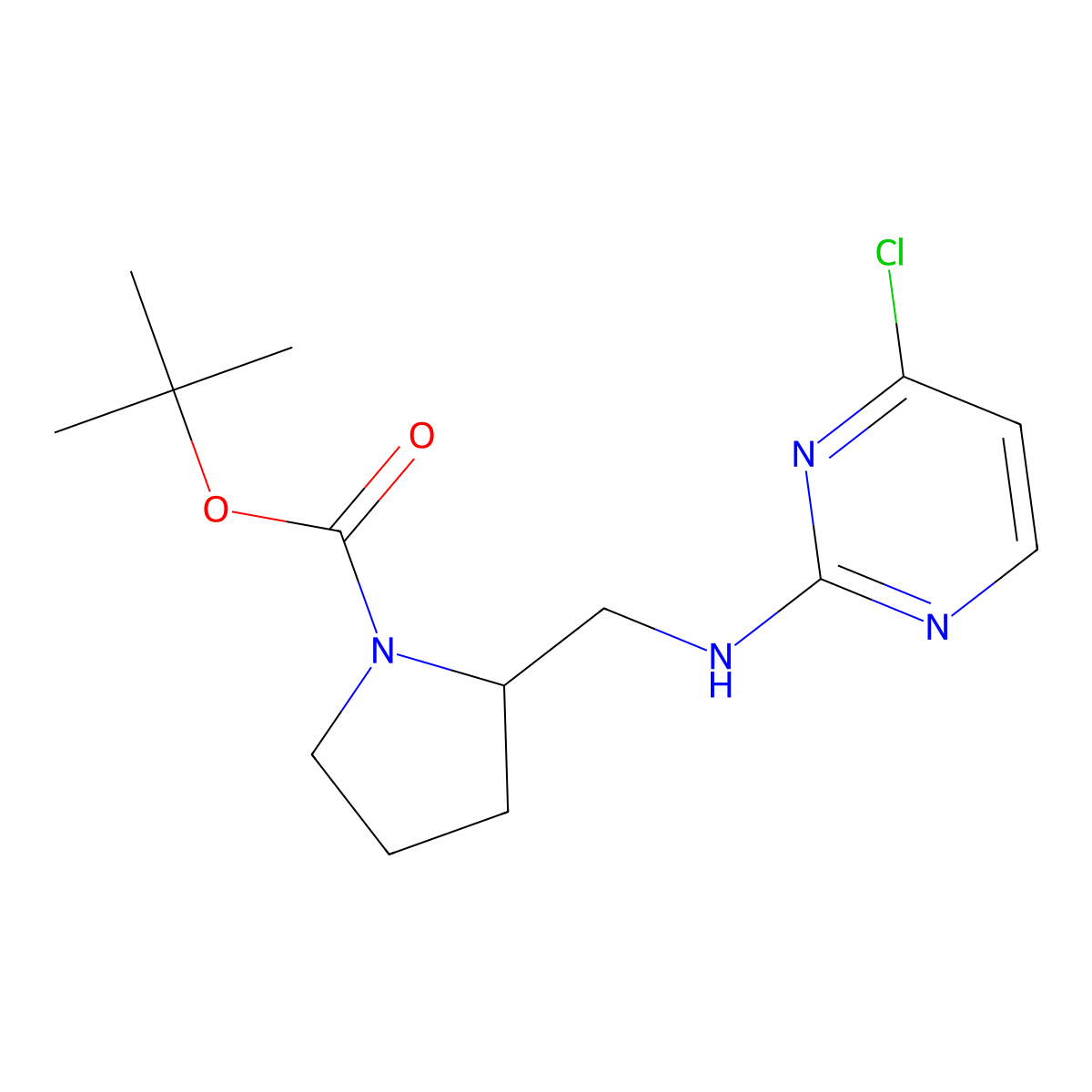 tert-Butyl 2-(((4-chloropyrimidin-2-yl)amino)methyl)pyrrolidine-1-carboxylate molecular structure, CAS 1261229-67-7