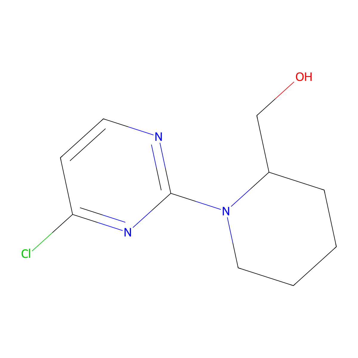 (1-(4-Chloropyrimidin-2-yl)piperidin-2-yl)methanol molecular structure, CAS 1261229-70-2