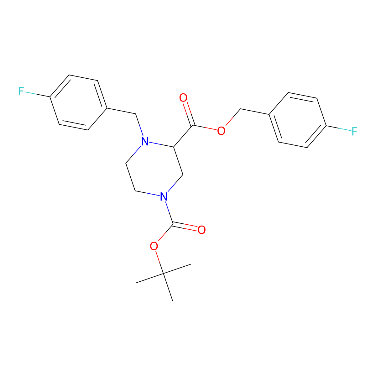 1-tert-Butyl 3-(4-fluorobenzyl) 4-(4-fluorobenzyl)piperazine-1,3-dicarboxylate molecular structure, CAS 1261229-78-0