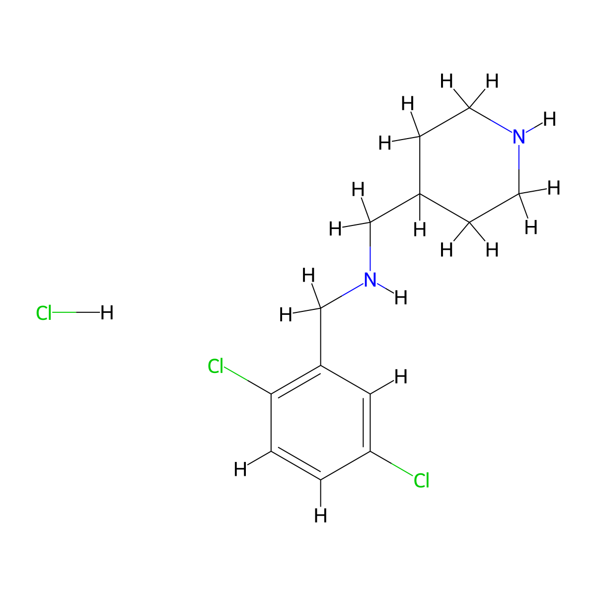 (2,5-Dichloro-benzyl)-piperidin-4-ylmethyl-amine hydrochloride molecular structure, CAS 1261229-86-0