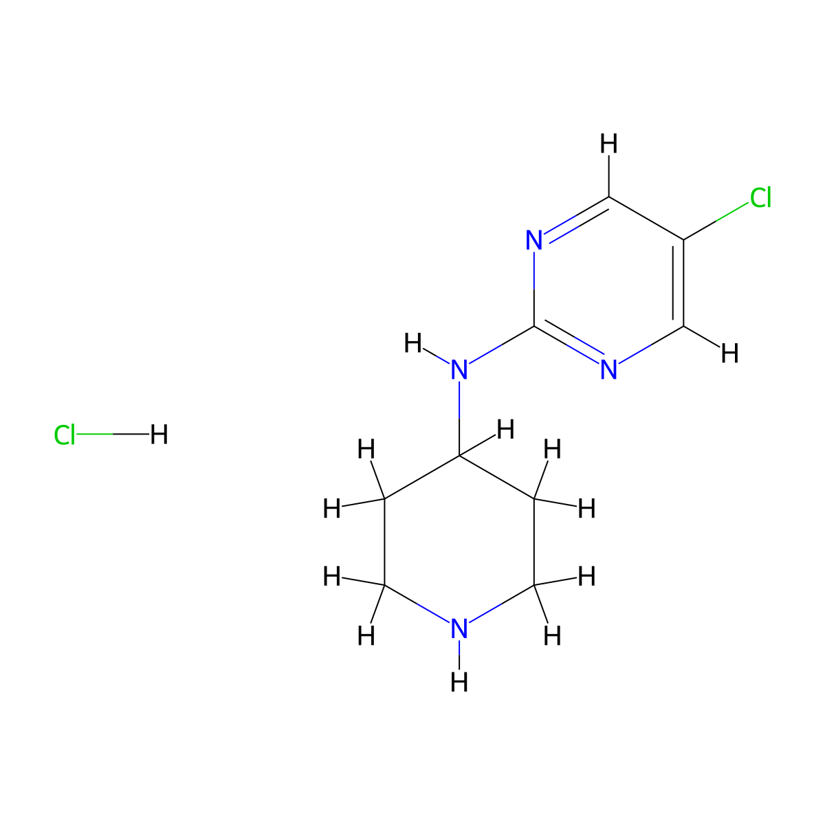 (5-Chloro-pyrimidin-2-yl)-piperidin-4-yl-amine hydrochloride molecular structure, CAS 1261230-02-7