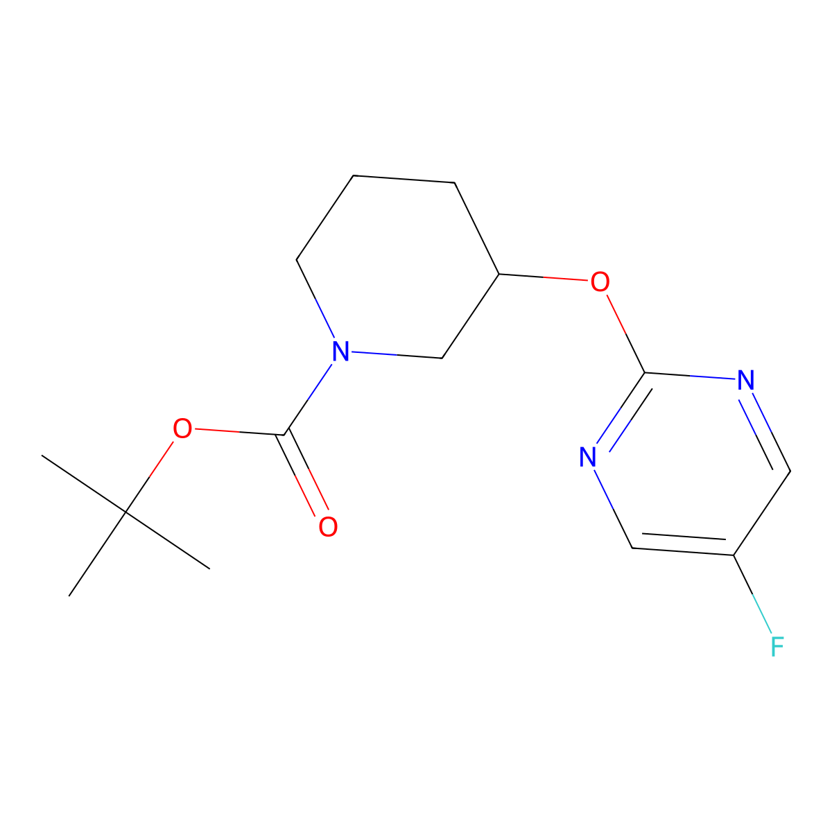 tert-Butyl 3-((5-fluoropyrimidin-2-yl)oxy)piperidine-1-carboxylate molecular structure, CAS 1261230-08-3