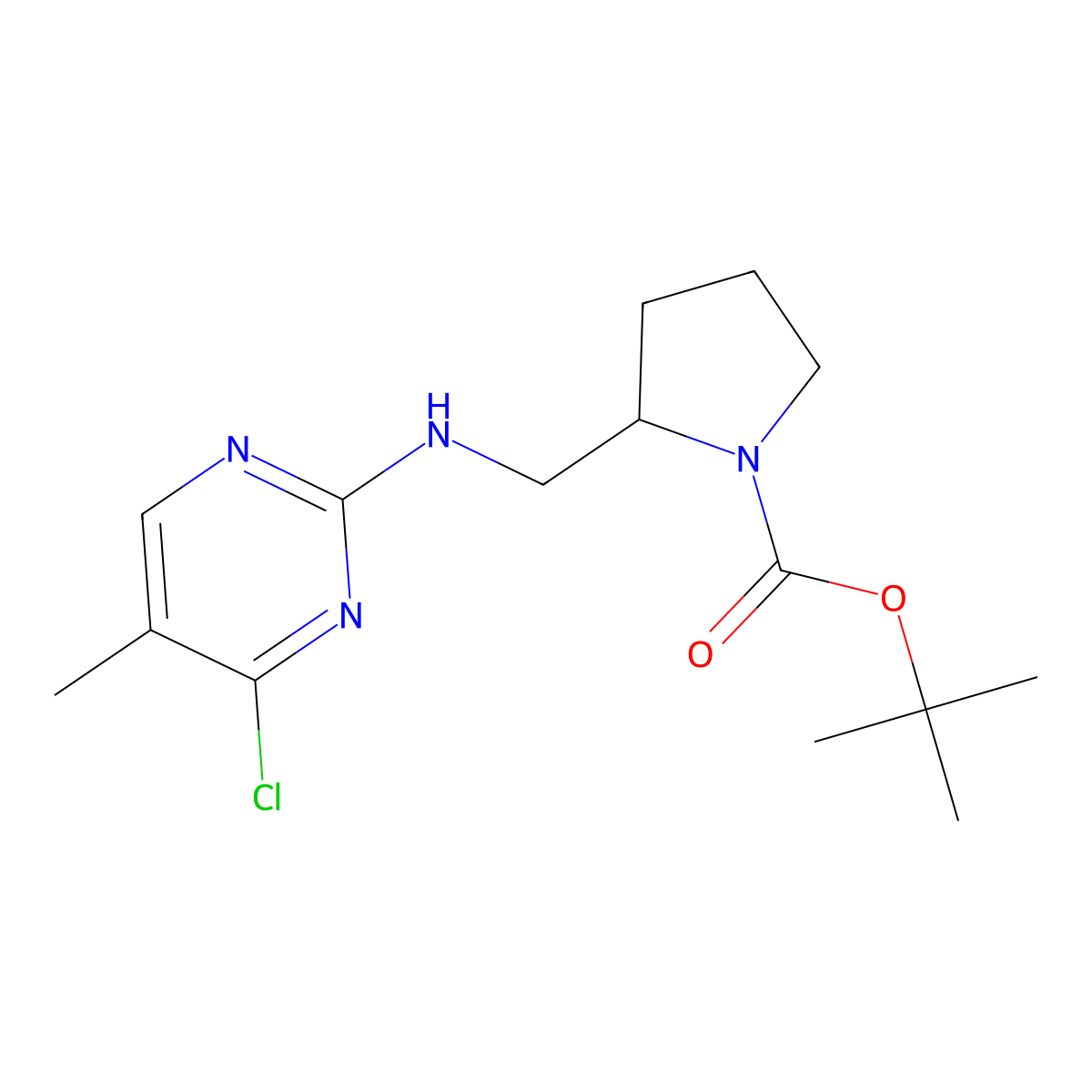 tert-Butyl 2-(((4-chloro-5-methylpyrimidin-2-yl)amino)methyl)pyrrolidine-1-carboxylate molecular structure, CAS 1261230-11-8