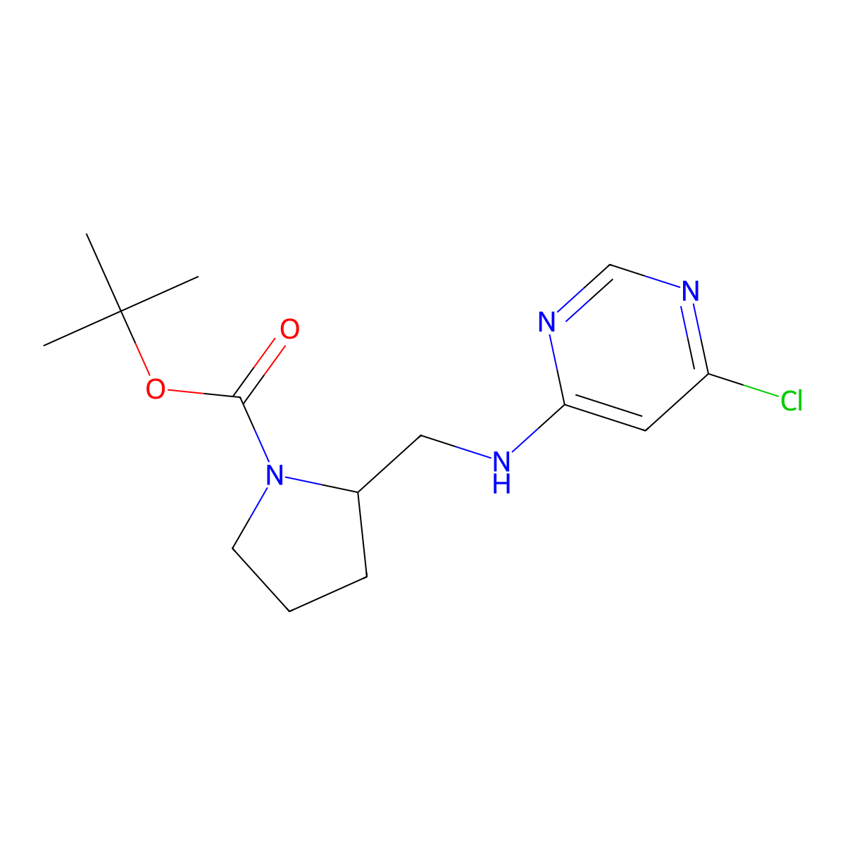tert-Butyl 2-(((6-chloropyrimidin-4-yl)amino)methyl)pyrrolidine-1-carboxylate molecular structure, CAS 1261230-42-5