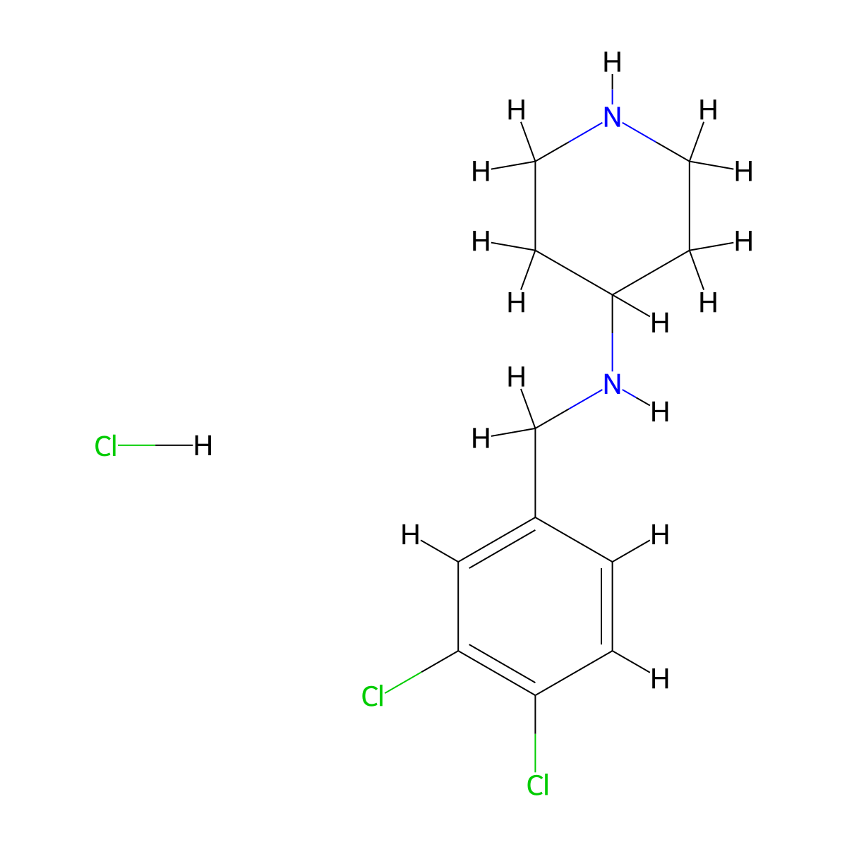 N-(3,4-Dichlorobenzyl)piperidin-4-amine hydrochloride molecular structure, CAS 1261230-43-6