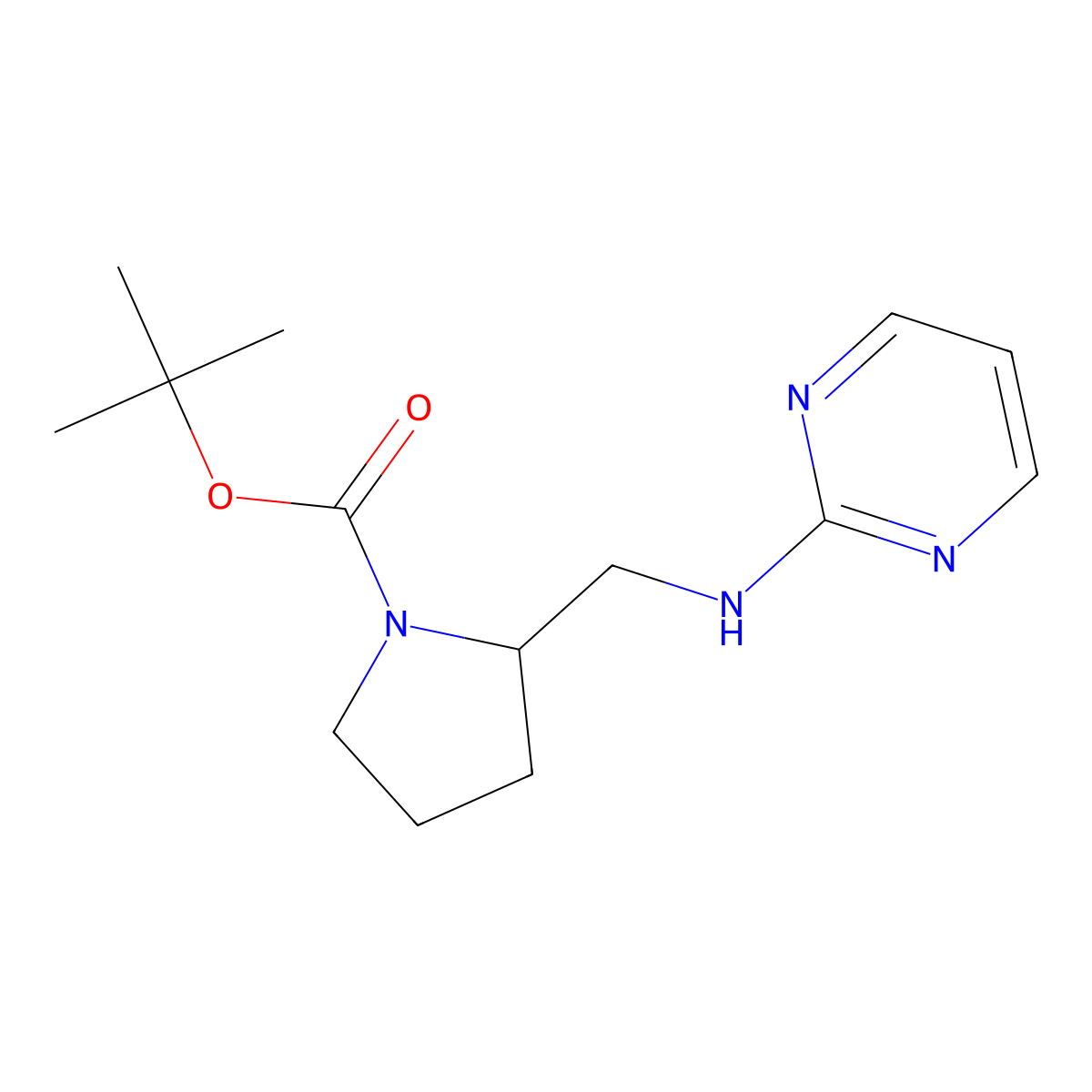 tert-Butyl 2-((pyrimidin-2-ylamino)methyl)pyrrolidine-1-carboxylate molecular structure, CAS 1261230-44-7
