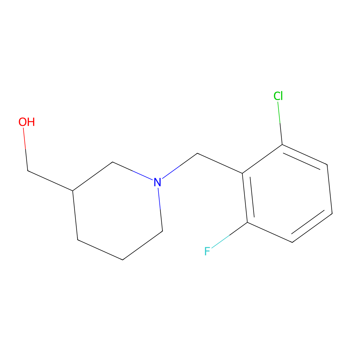 [1-(2-Chloro-6-fluoro-benzyl)-piperidin-3-yl]-methanol molecular structure, CAS 1261230-49-2
