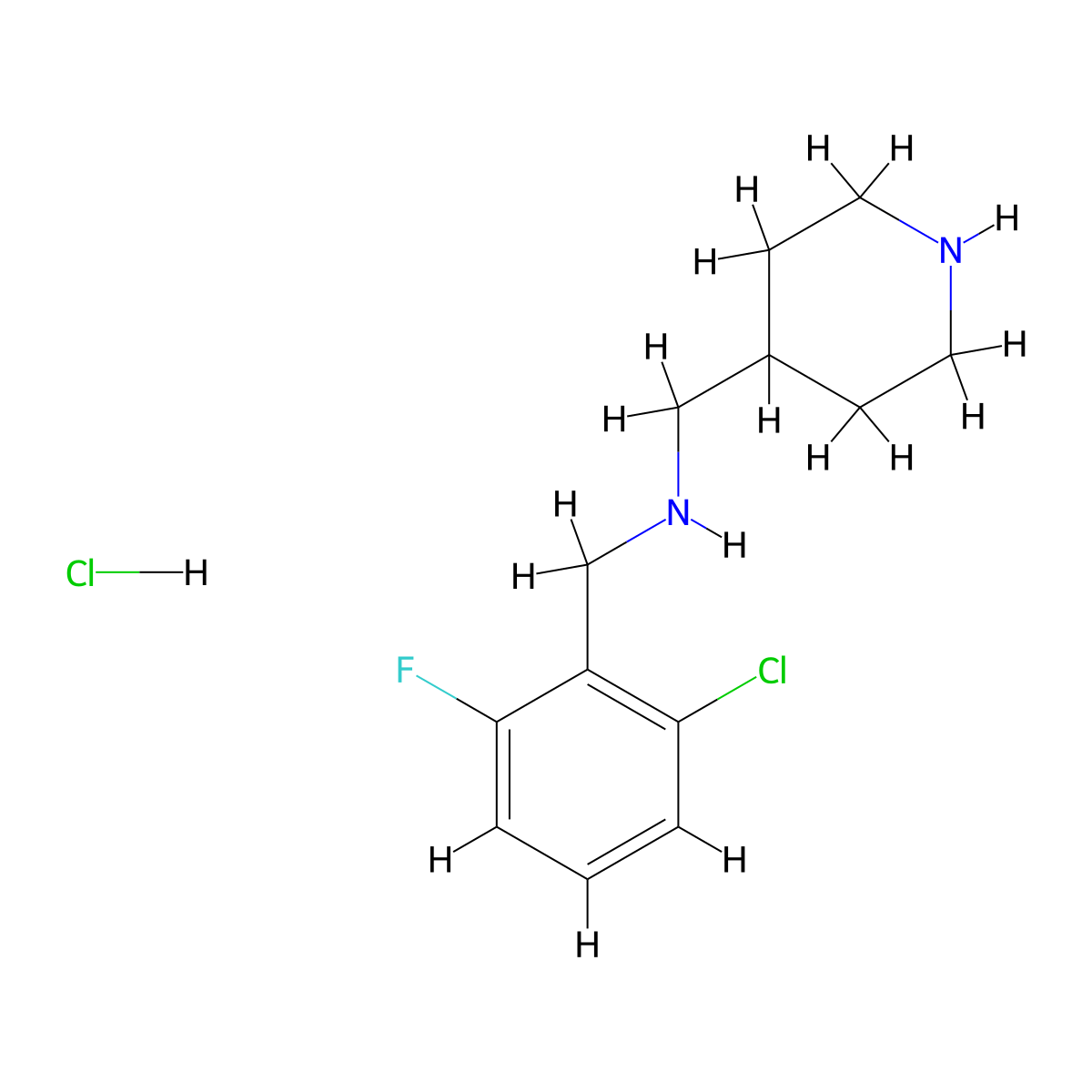 (2-Chloro-6-fluoro-benzyl)-piperidin-4-ylmethyl-amine hydrochloride molecular structure, CAS 1261230-66-3
