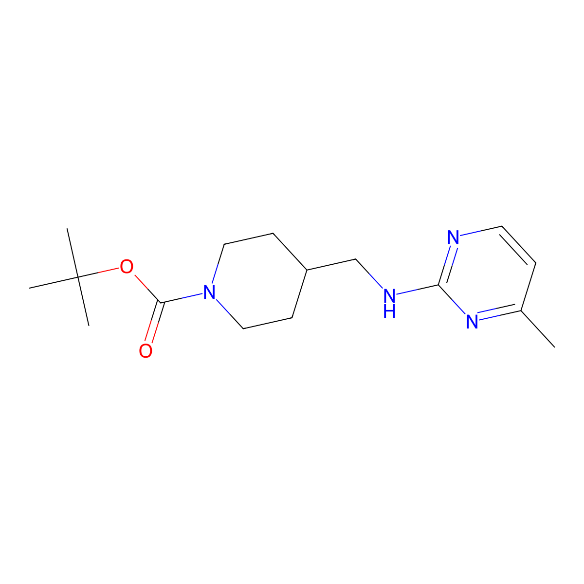 tert-Butyl 4-(((4-methylpyrimidin-2-yl)amino)methyl)piperidine-1-carboxylate molecular structure, CAS 1261230-81-2