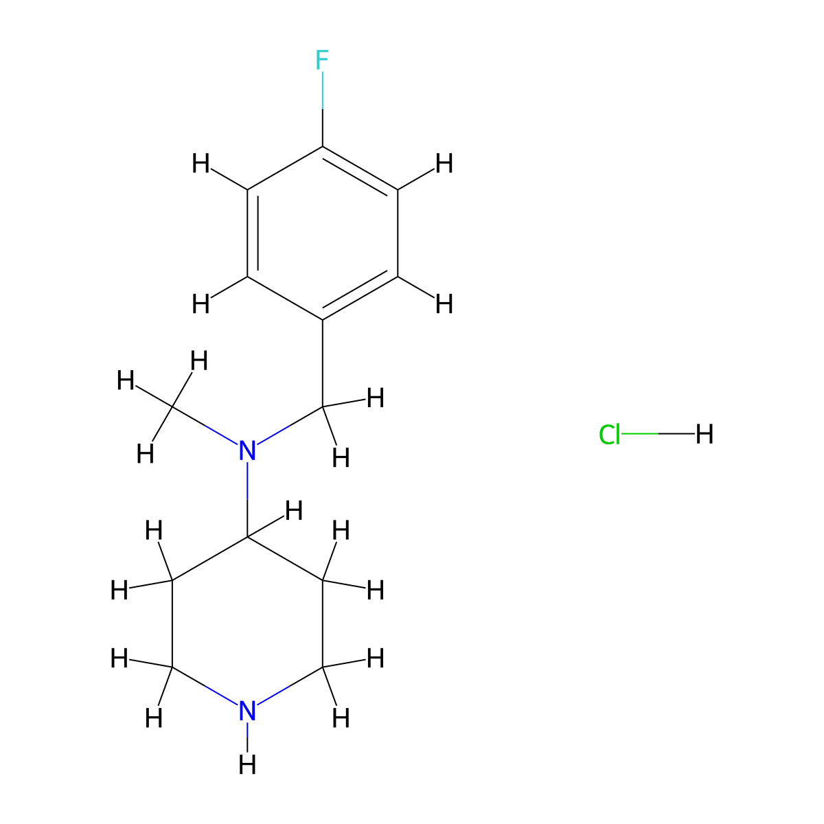 N-(4-Fluorobenzyl)-N-methylpiperidin-4-amine hydrochloride molecular structure, CAS 1261230-85-6