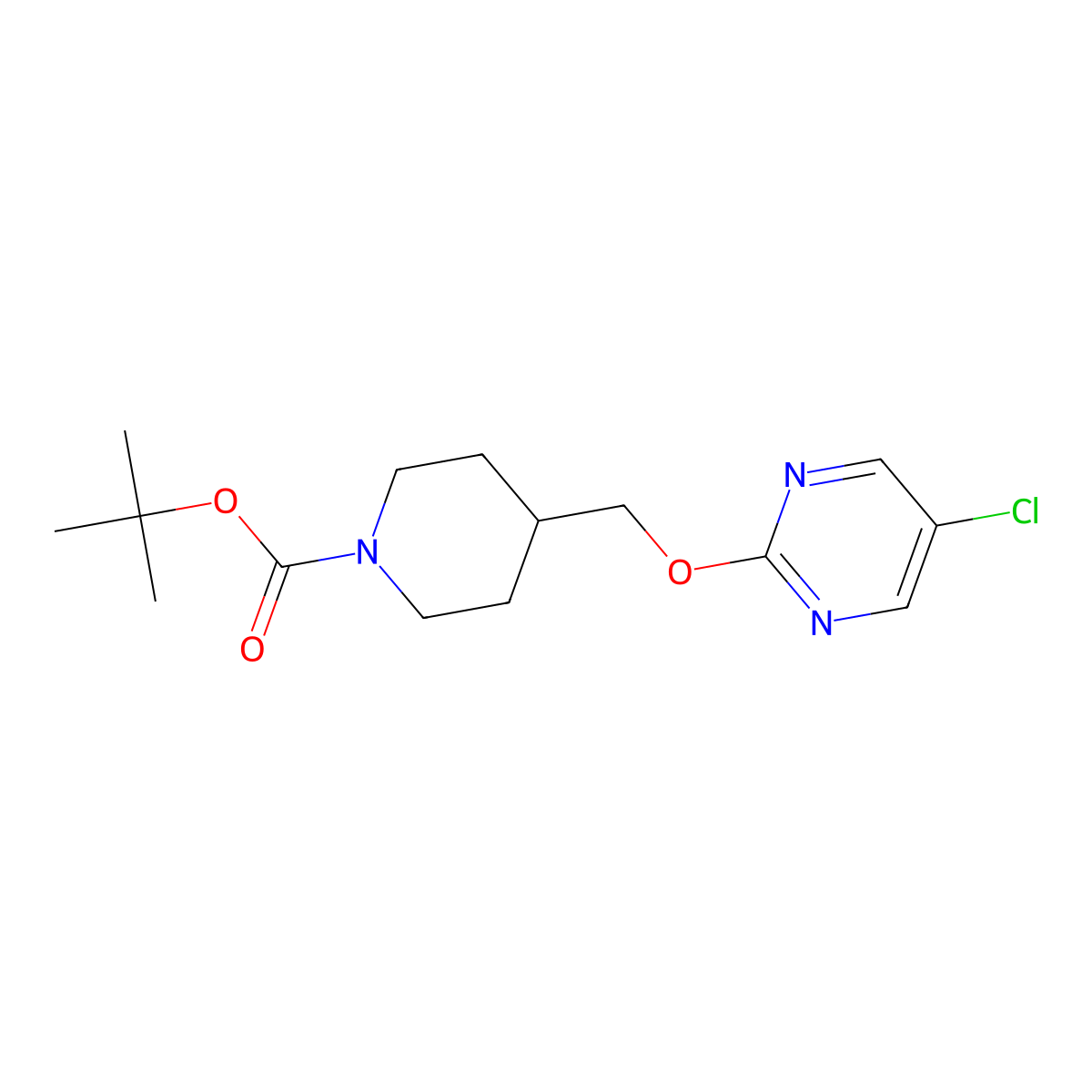tert-Butyl 4-(((5-chloropyrimidin-2-yl)oxy)methyl)piperidine-1-carboxylate molecular structure, CAS 1261231-05-3