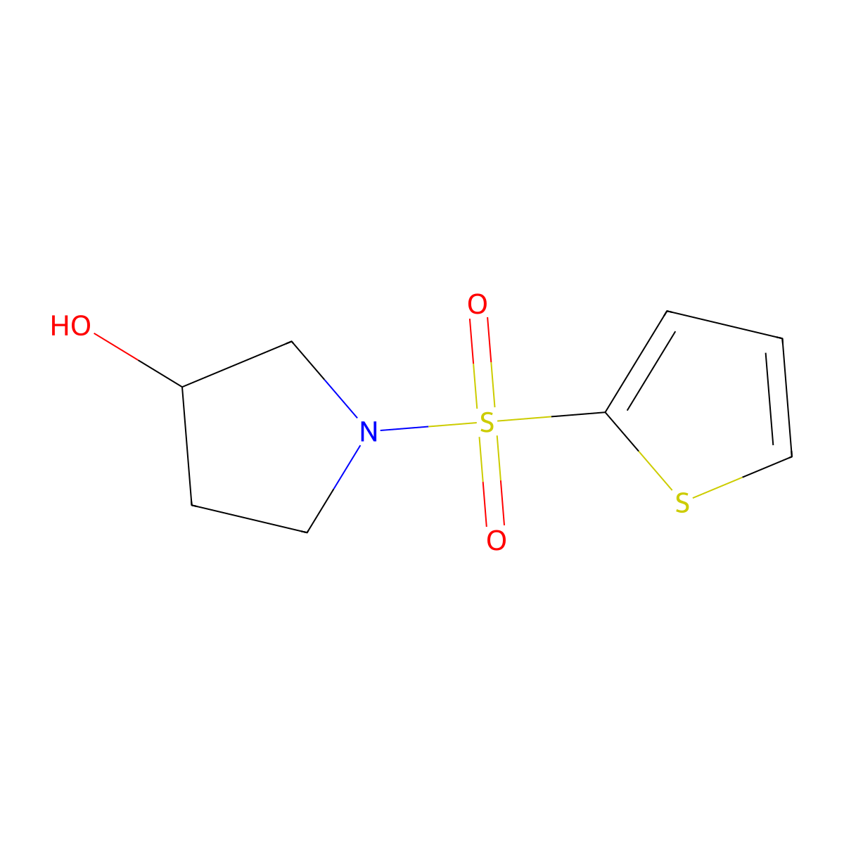 1-(Thiophen-2-ylsulfonyl)pyrrolidin-3-ol molecular structure, CAS 1261231-14-4