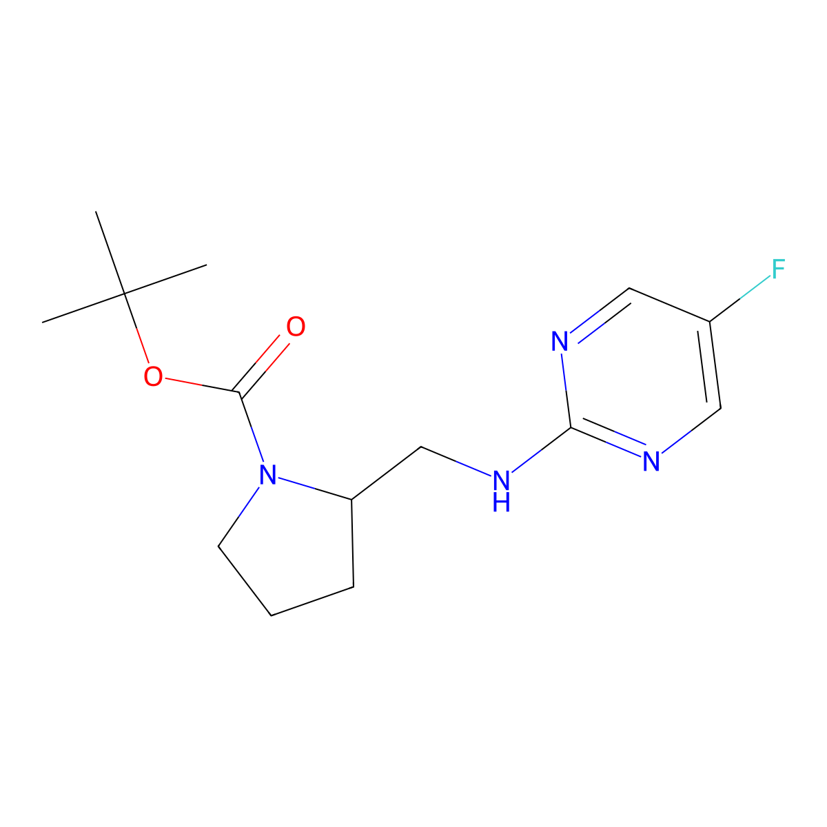 tert-Butyl 2-(((5-fluoropyrimidin-2-yl)amino)methyl)pyrrolidine-1-carboxylate molecular structure, CAS 1261231-20-2