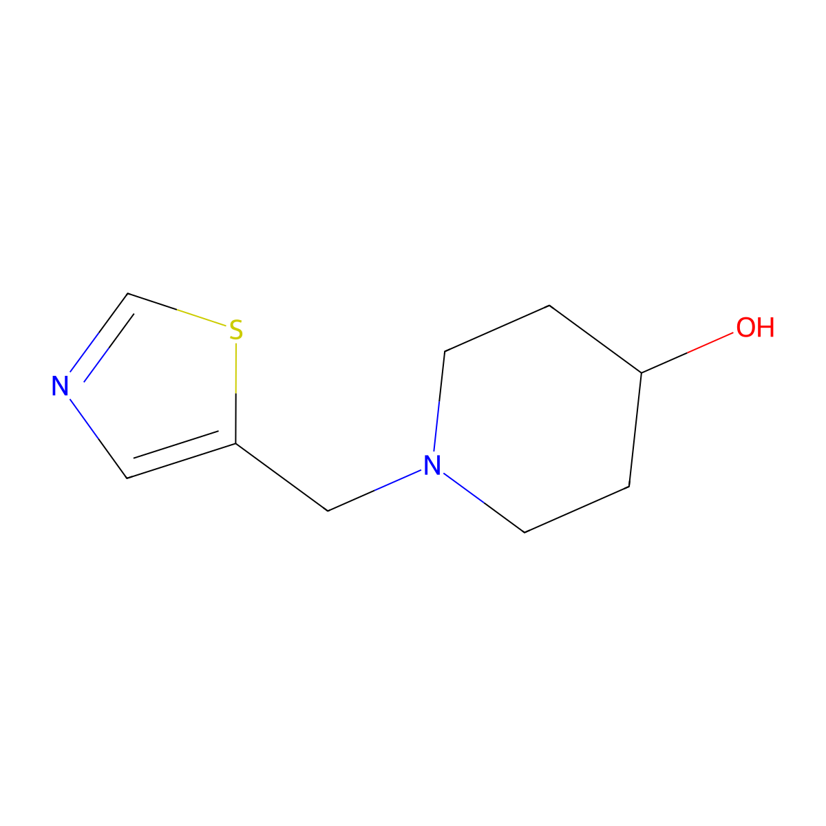1-(Thiazol-5-ylmethyl)piperidin-4-ol molecular structure, CAS 1261231-23-5