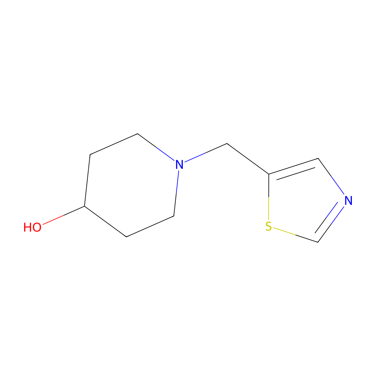 1-(Thiazol-5-ylmethyl)piperidin-4-ol molecular structure, CAS 1261231-23-5