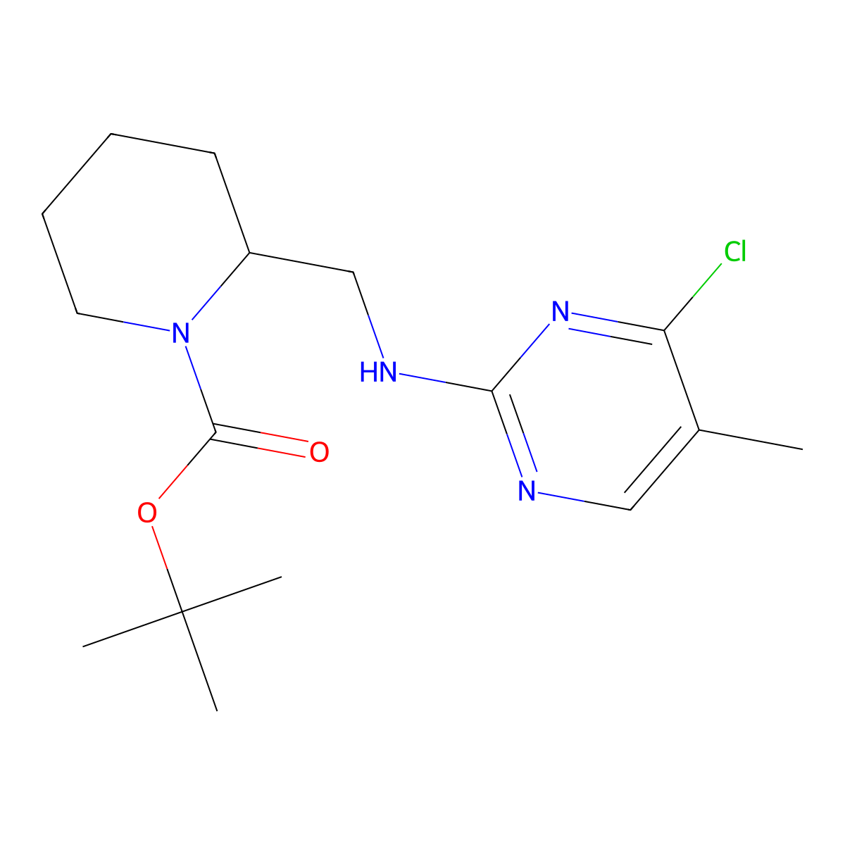 tert-Butyl 2-(((4-chloro-5-methylpyrimidin-2-yl)amino)methyl)piperidine-1-carboxylate molecular structure, CAS 1261231-30-4