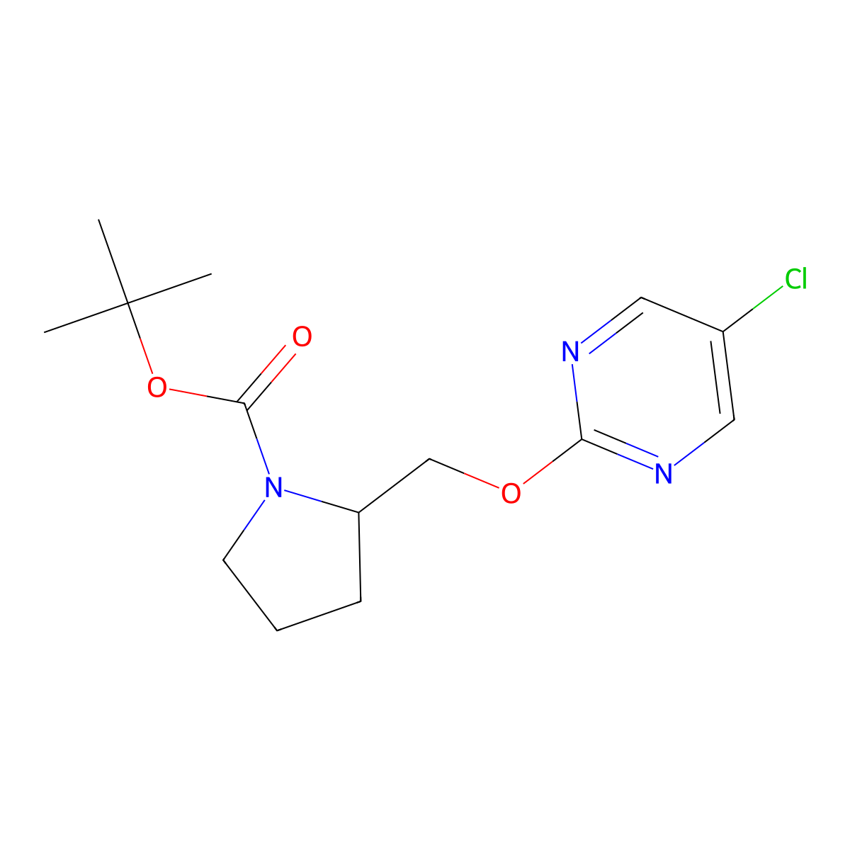 tert-Butyl 2-(((5-chloropyrimidin-2-yl)oxy)methyl)pyrrolidine-1-carboxylate molecular structure, CAS 1261232-15-8