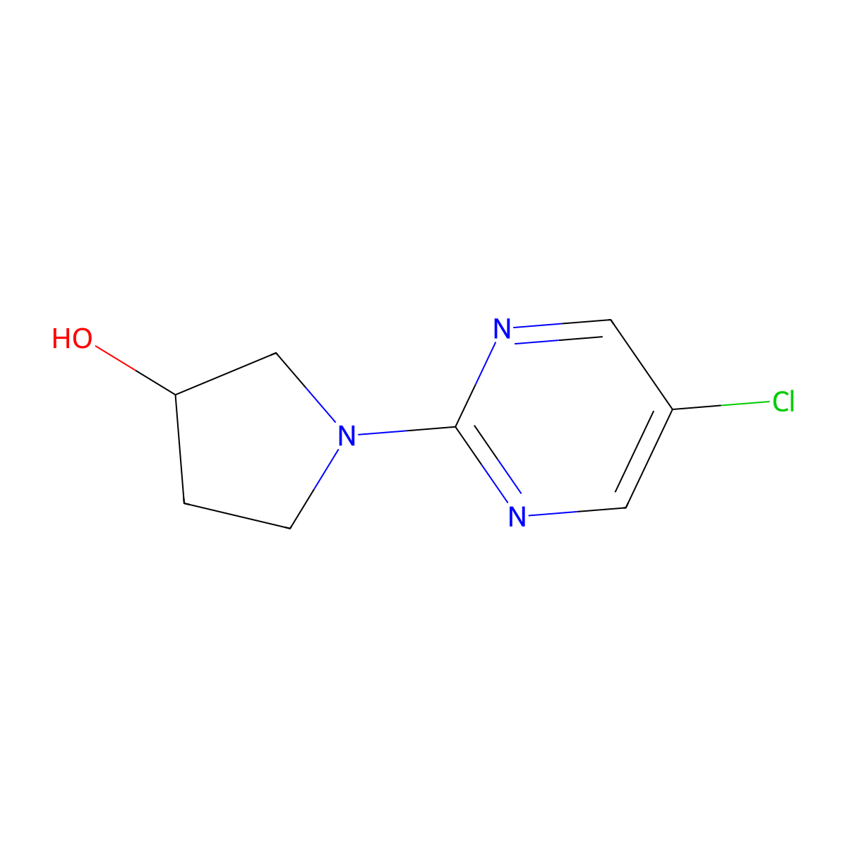 1-(5-Chloropyrimidin-2-yl)pyrrolidin-3-ol molecular structure, CAS 1261232-18-1