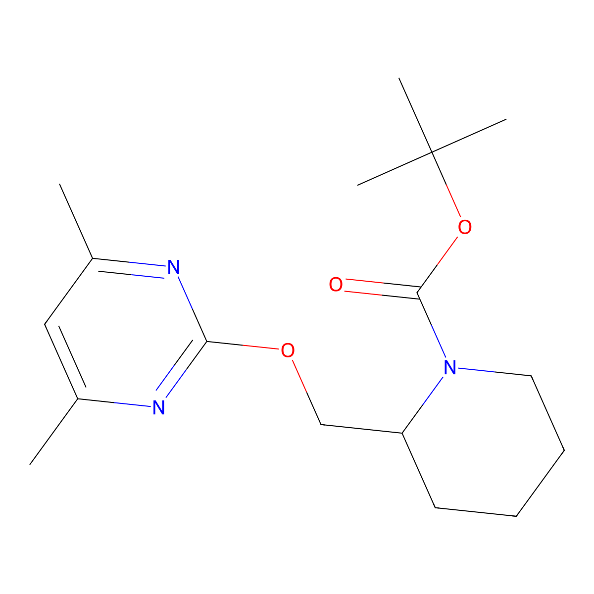 tert-Butyl 2-(((4,6-dimethylpyrimidin-2-yl)oxy)methyl)piperidine-1-carboxylate molecular structure, CAS 1261232-32-9