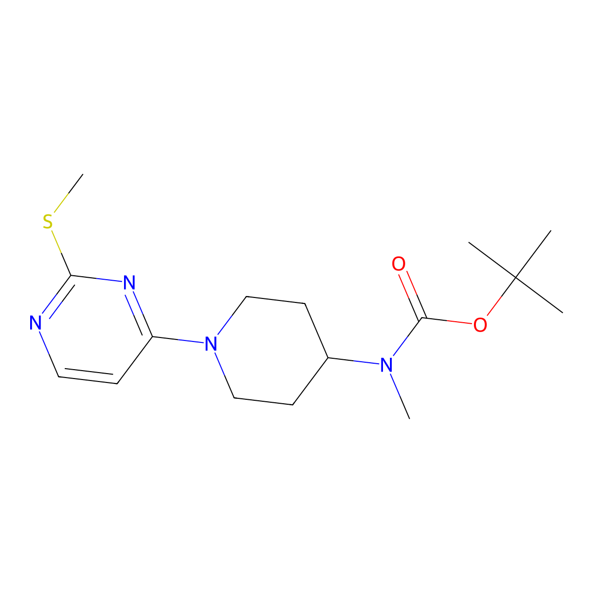 tert-Butyl methyl(1-(2-(methylthio)pyrimidin-4-yl)piperidin-4-yl)carbamate molecular structure, CAS 1261232-35-2