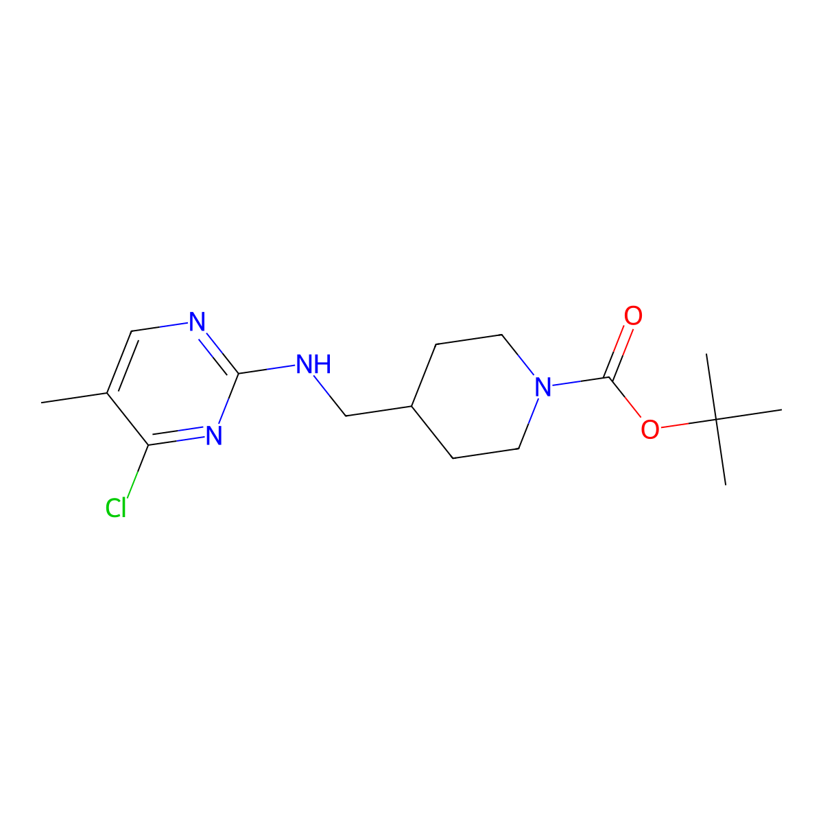 tert-Butyl 4-(((4-chloro-5-methylpyrimidin-2-yl)amino)methyl)piperidine-1-carboxylate molecular structure, CAS 1261232-47-6