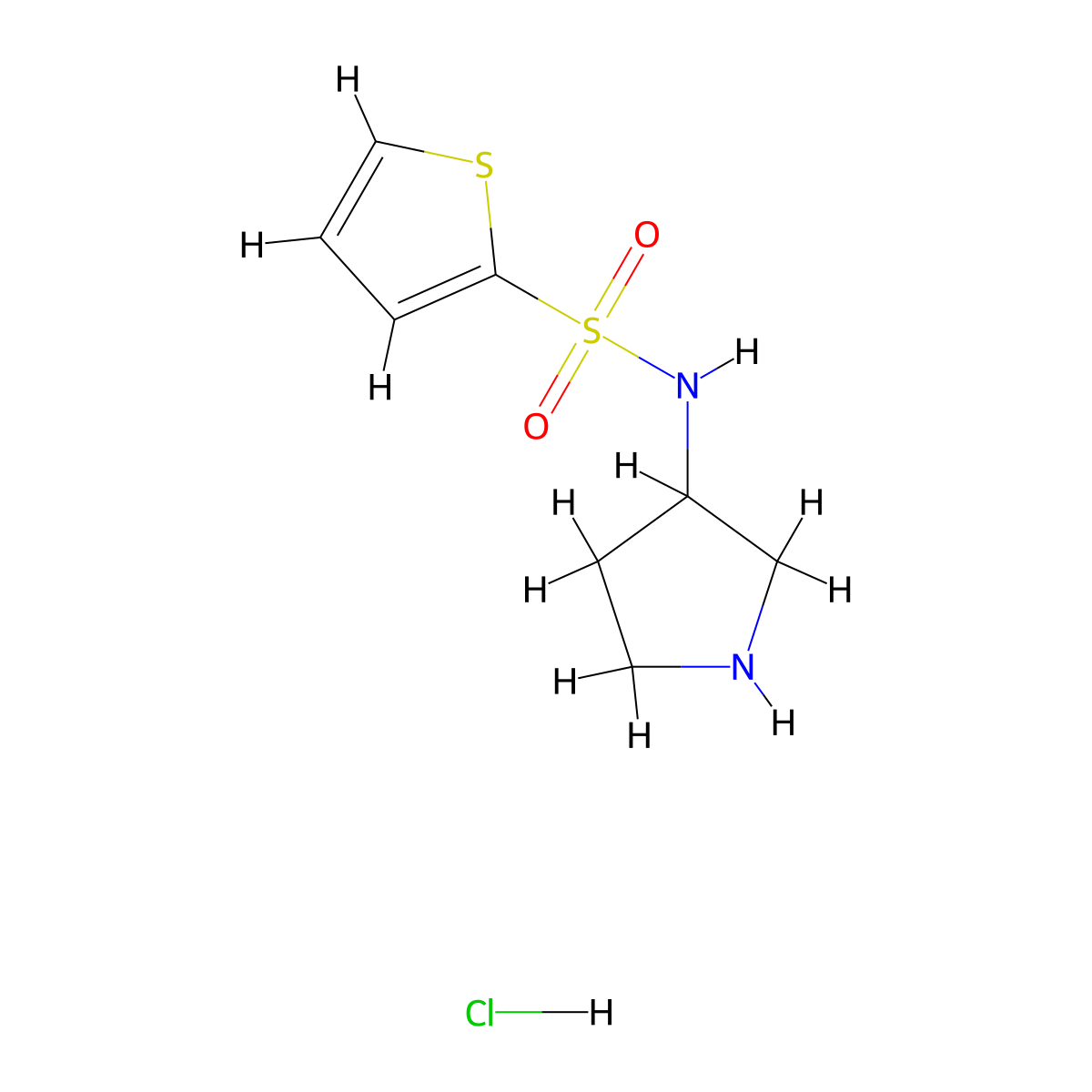 N-(Pyrrolidin-3-yl)thiophene-2-sulfonamide hydrochloride molecular structure, CAS 1261232-64-7