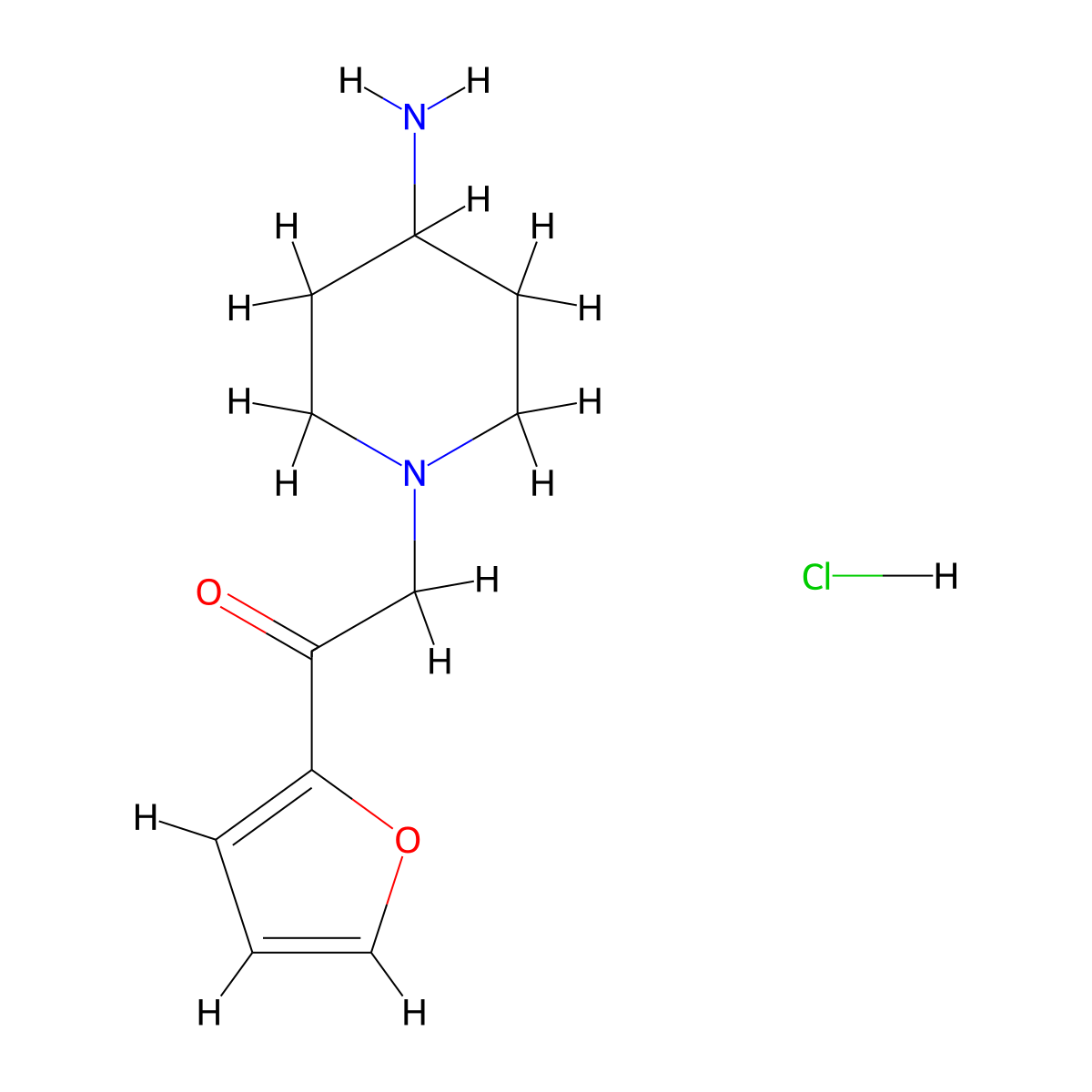 2-(4-Aminopiperidin-1-yl)-1-(furan-2-yl)ethanone hydrochloride molecular structure, CAS 1261232-73-8