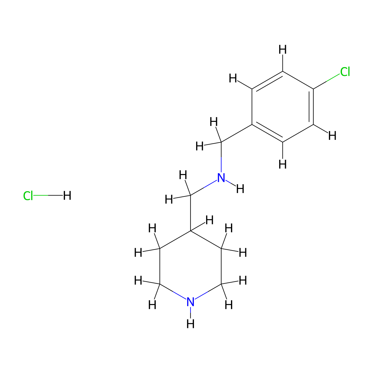 (4-Chloro-benzyl)-piperidin-4-ylmethyl-amine hydrochloride molecular structure, CAS 1261232-80-7