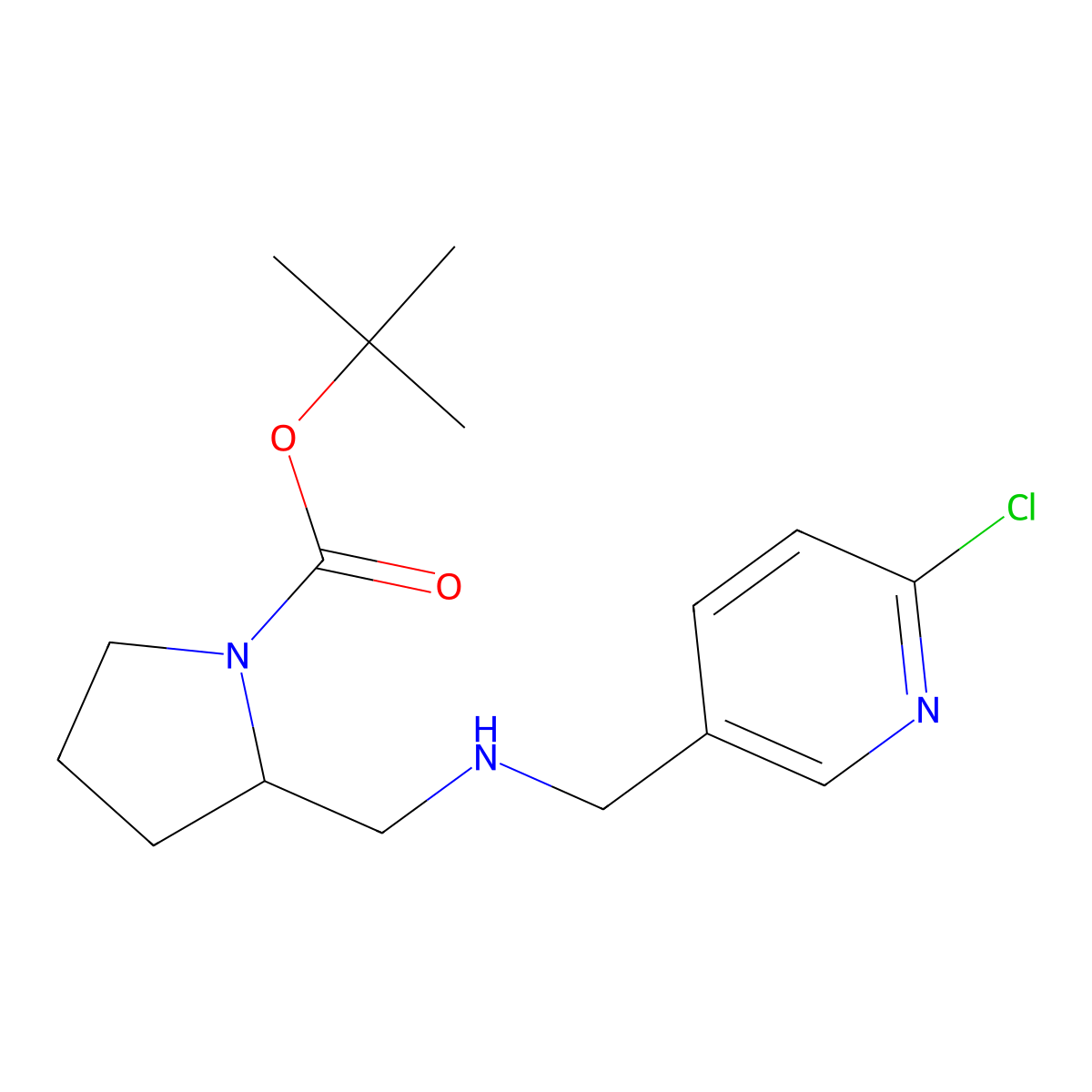 tert-Butyl 2-((((6-chloropyridin-3-yl)methyl)amino)methyl)pyrrolidine-1-carboxylate molecular structure, CAS 1261232-97-6