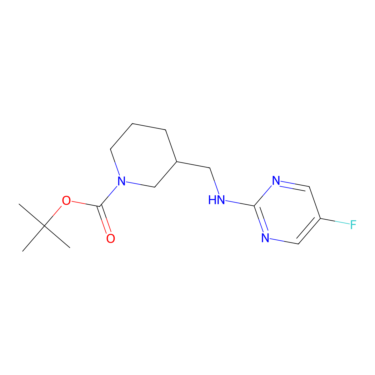 tert-Butyl 3-(((5-fluoropyrimidin-2-yl)amino)methyl)piperidine-1-carboxylate molecular structure, CAS 1261233-01-5