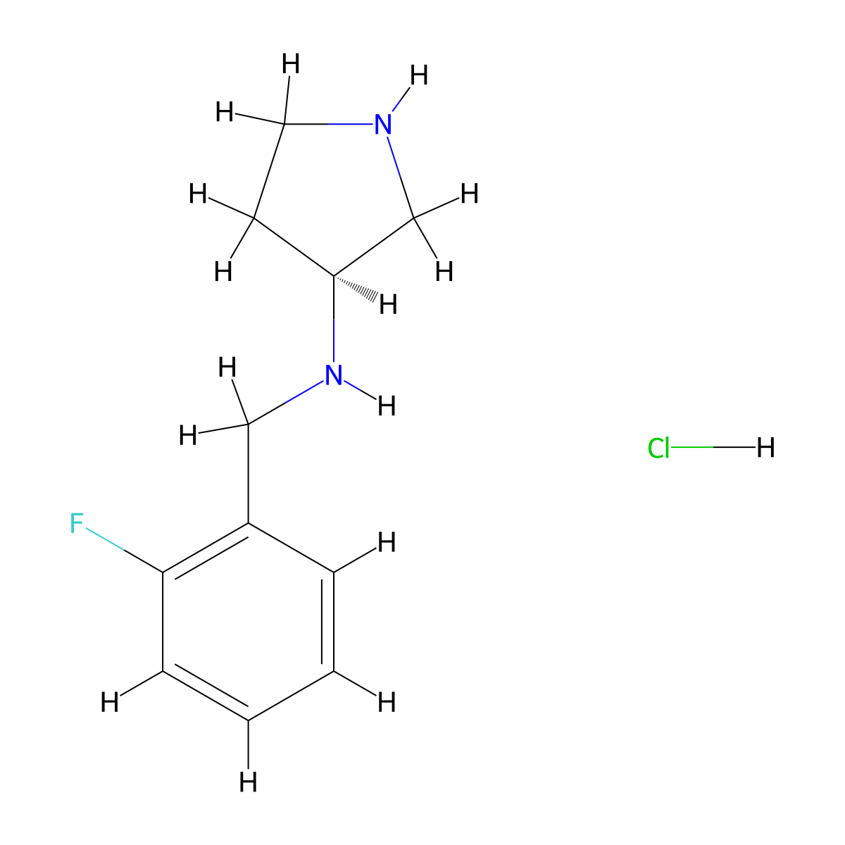 (2-Fluoro-benzyl)-(S)-pyrrolidin-3-yl-amine hydrochloride molecular structure, CAS 1261233-07-1