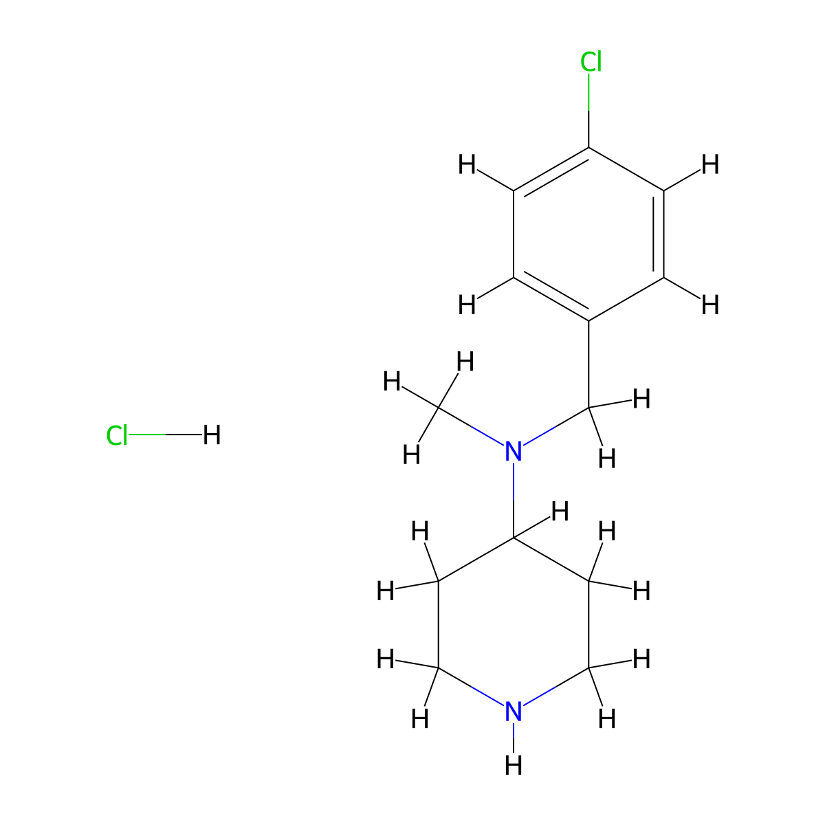 N-(4-Chlorobenzyl)-N-methylpiperidin-4-amine hydrochloride molecular structure, CAS 1261233-16-2